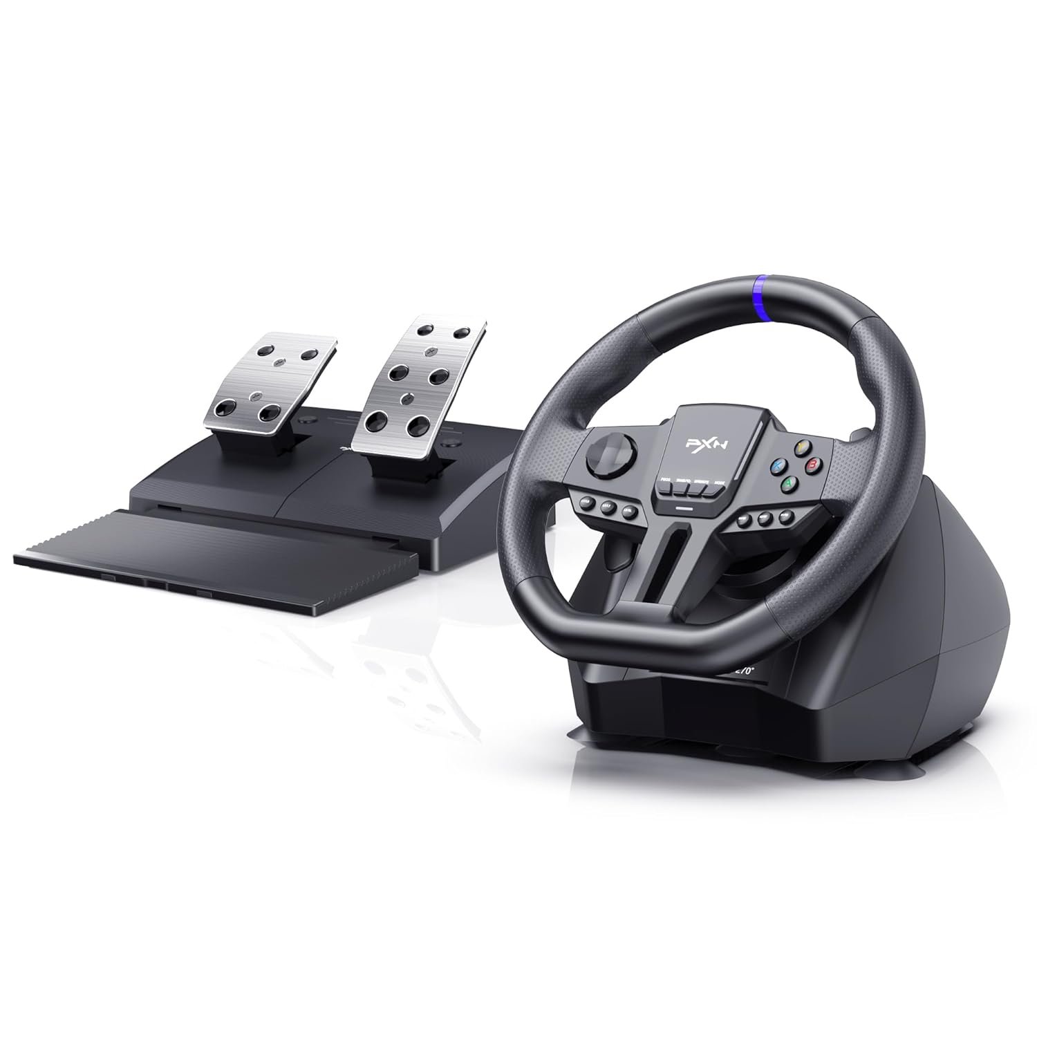 PXN V900 GEN2 Gaming Steering Wheel for PC, PS4, Xbox & Switch – 270°/900° USB Sim Racing Wheel with Paddle Shifters & 2-Pedal, Vibration Feedback, APP Support & Pedal-Activated RGB Lighting