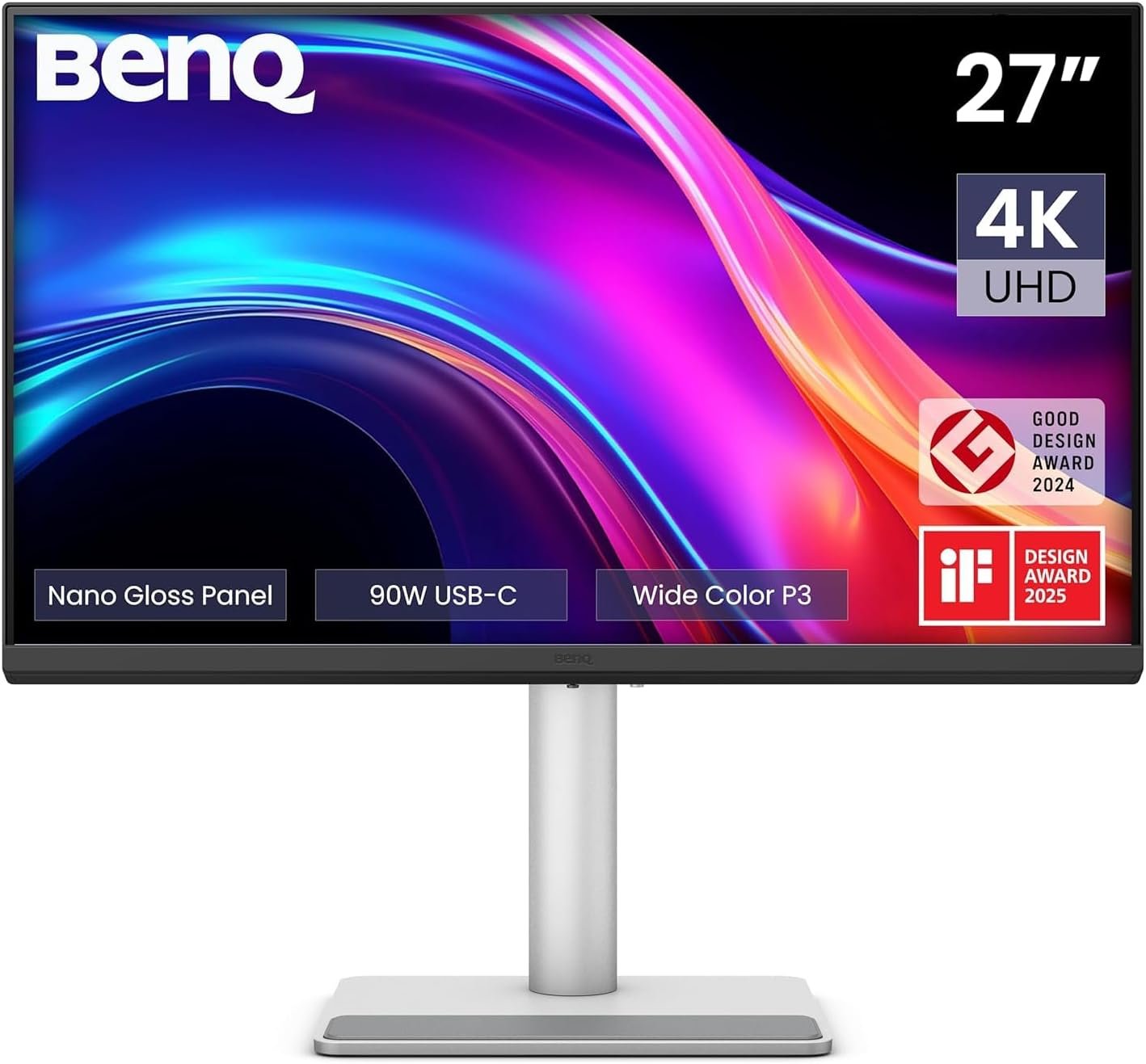 BenQ MA270UP 27” 4K 3840×2160 Monitor for MacBook® Pro/Air, Dual USB-C, 90W Power Delivery, Mac Color Match, USB Hub, Brightness & Volume Control on Mac, Height & Tilt Adjustable Stand, P3 Color Gamut