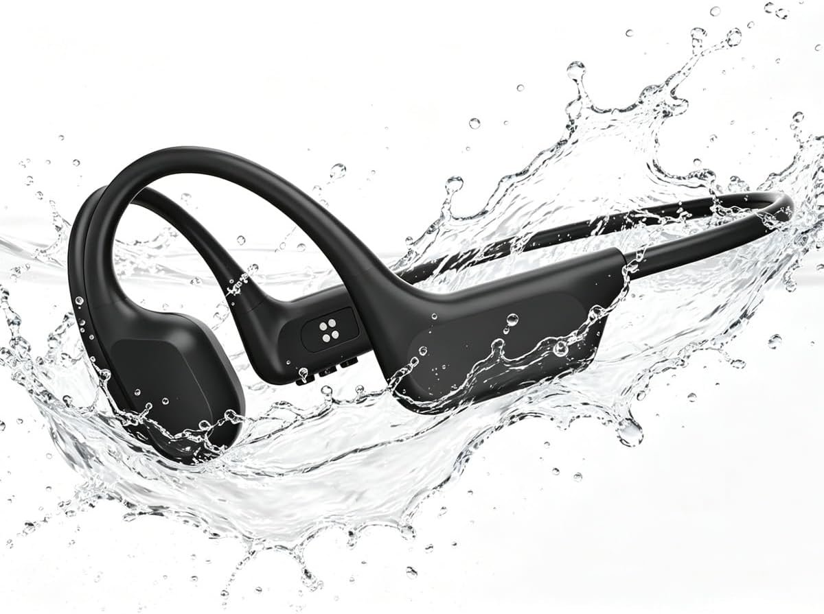 Bone Conduction Headphones, IPX8 Waterproof Swimming Headphones, Open Ear Headphones with MP3 Mode 32GB Memory Up to 10 Hours Playtime, Bluetooth 6.0 Ear Buds Secure Fit for Running and Fitness