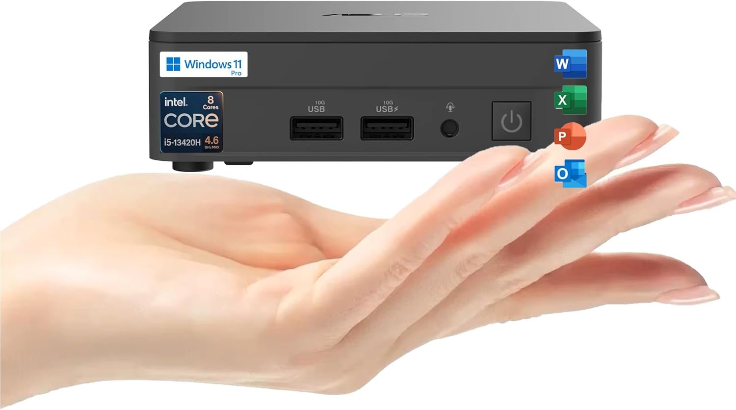 ASUS NUC 13 Pro Slim Mini PC Desktop, Intel Core i5-13420H(4.6GHz) Processor, 16GB RAM, 256GB SSD, 4K Quad Display, USB, HDMI, Thunderbolt, Wi-Fi 6E, Bluetooth, RJ-45, Win11 Pro, MS Office for The Web