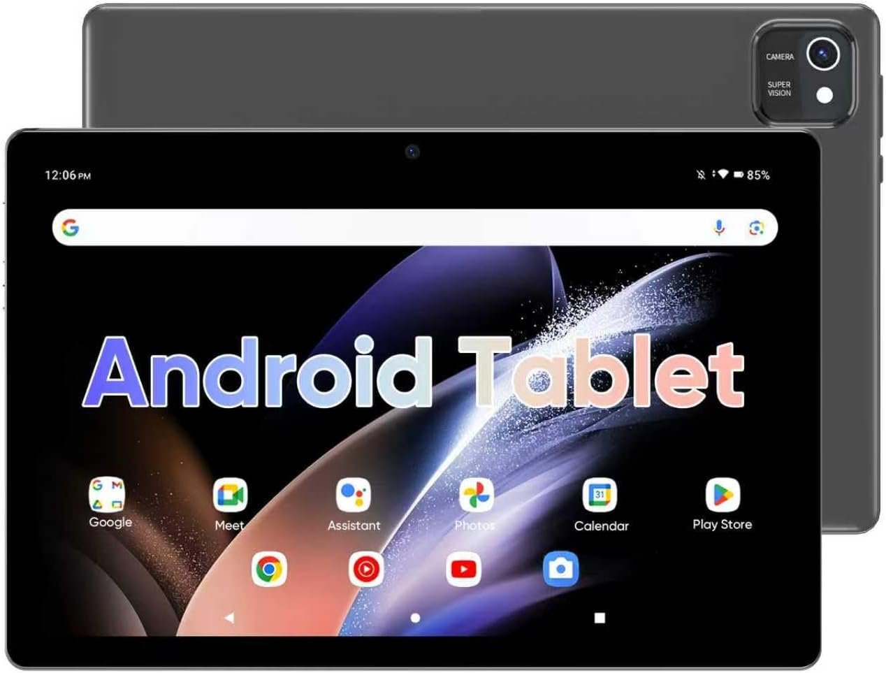 Tablet 10 inch Android Tablets, 6GB RAM 64GB ROM 512GB Expand, Quad-Core Processor, 1280×800 LCD Touch Screen, WiFi, Dual Camera, BT, 6000mAh Battery (Gray)