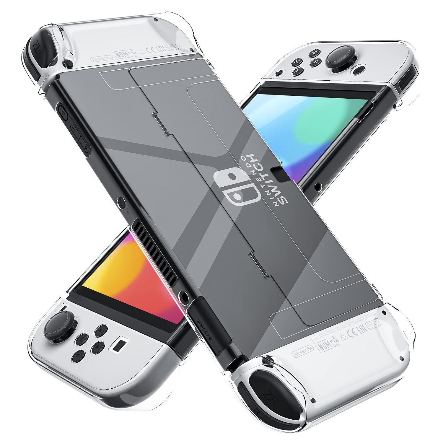 [Improved Version] Dockable Clear Case for Nintendo Switch OLED 2021, FANPL Protective Case Cover for Switch OLED and Joy Con Controller – Strong and Durable, Not Easy to Fall Off (Clear)