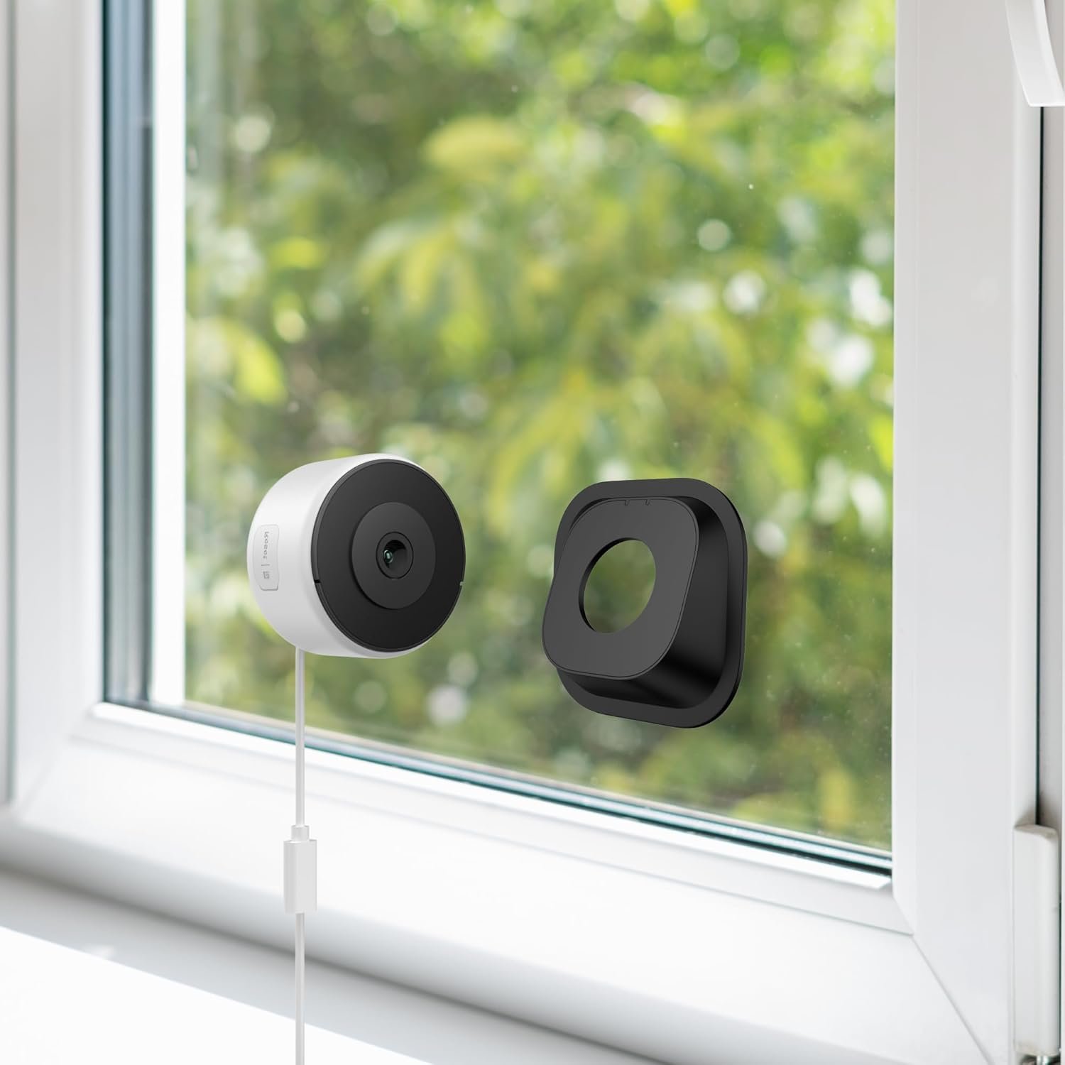 Luna 3MP 2K Window Camera, 2.4GHz & 5GHz WiFi6 Indoor Cameras for Home Security Outdoor, Smart AI Descriptive Motion Alert, Color Night Vision, Stick-On Glass-Angled Mount Wired, Easy & Quick Install