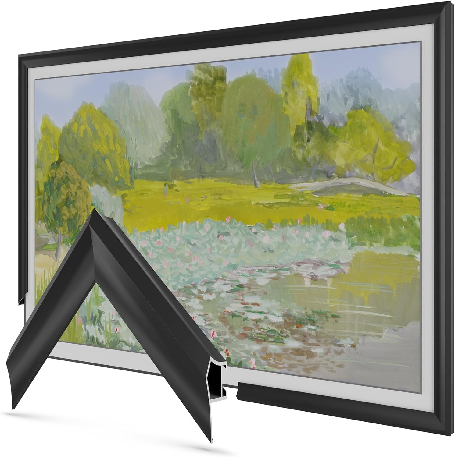 Anodized Black Prismatic 65″ Alloy Deco TV Frame – Compatible ONLY with Samsung The Frame TV and Pro TVs (Fits 2021-2026, LS03A, LS03B,LS03C,LS03D,LS03FA,LS03FW)