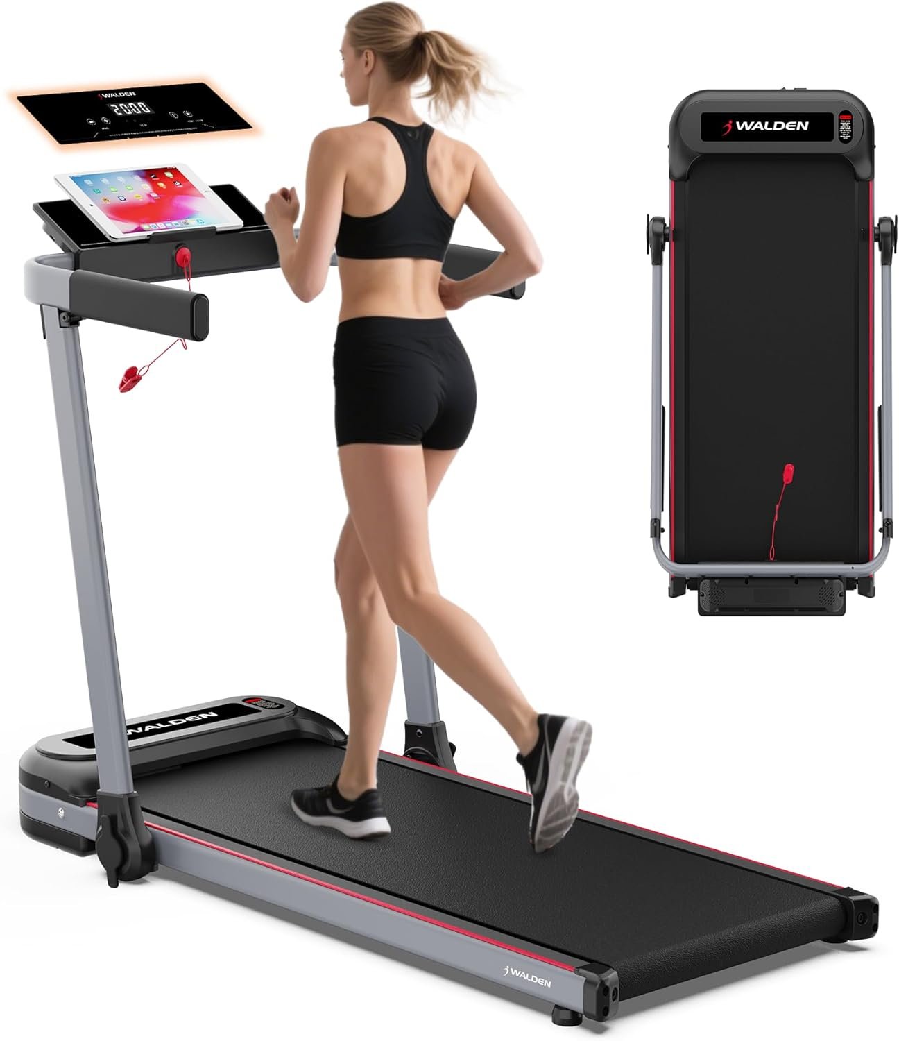 Folding Electric Treadmill with Handle Folding Treadmills – Foldable Running Treadmill LCD Screen – 6.2mp/h corredora electrica Walden Sports