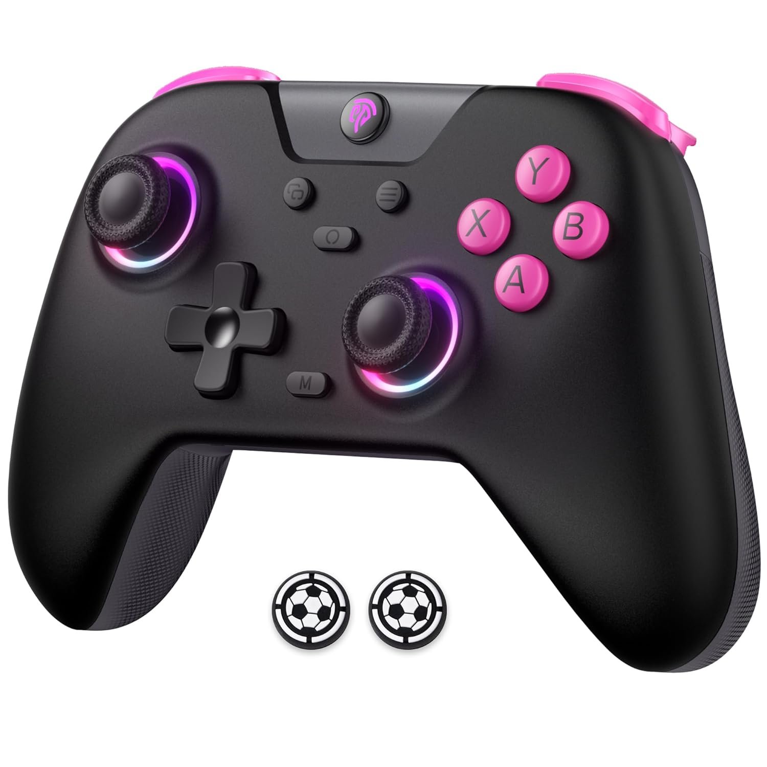 EasySMX X05 2.4g Wireless Gaming Controller for PC/Steam/iPhone/Android/Switch – Bluetooth Controller Gamepad with Hall Effect, RGB Lights and Turbo, Anti-Drift Controller,Comes with Extra Thumb Grips