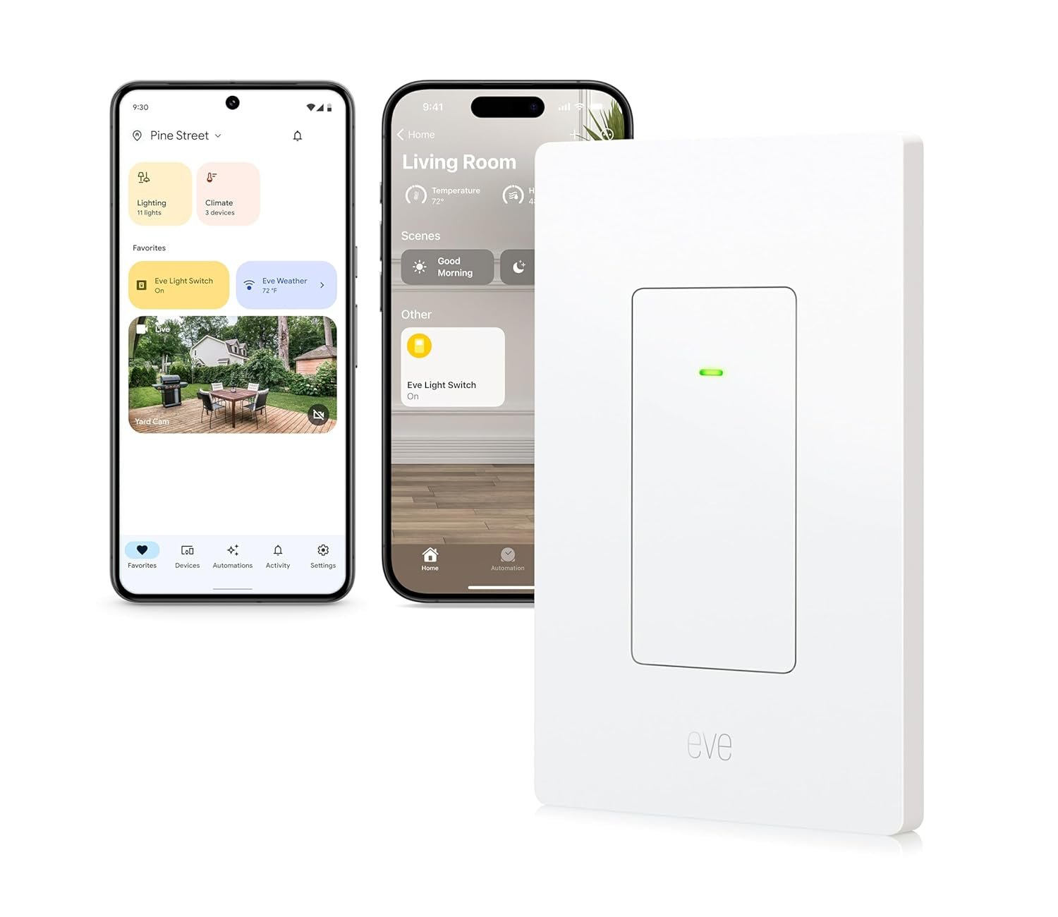 Eve Light Switch (Matter) – Smart Wall Switch for Apple Home, Alexa, Google Home, SmartThings; for Single-Pole & 3-Way switches; Thread, Requires Thread Border Router & Neutral Wire; UL-Certified