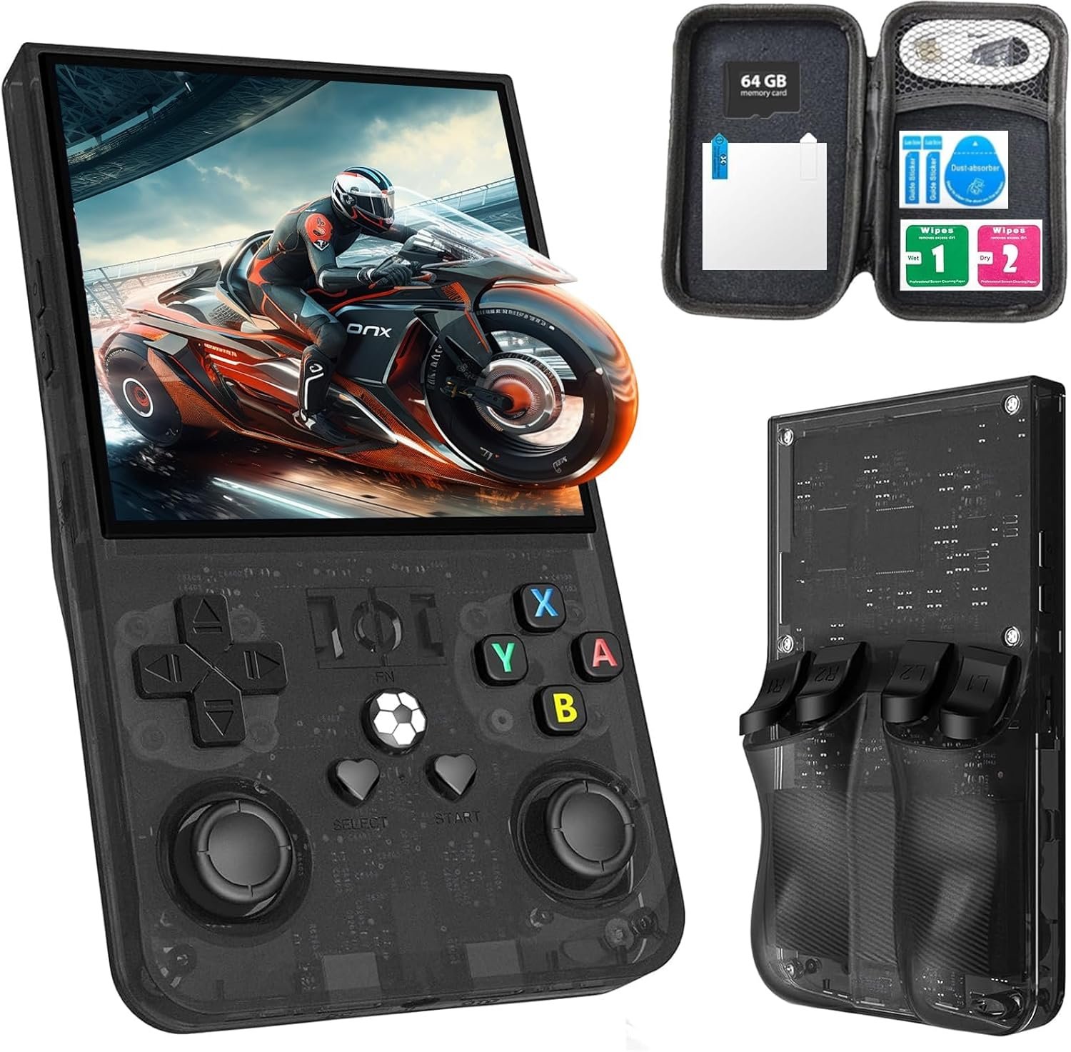 R36MAX Upgraded Retro Gaming Console,4.0 inch IPS Screen,Linux System with Professional RK3326 Gaming Chip, Retro Handheld Game Console Built-in 18000+ Games,4000mAh Large Battery (More Black)