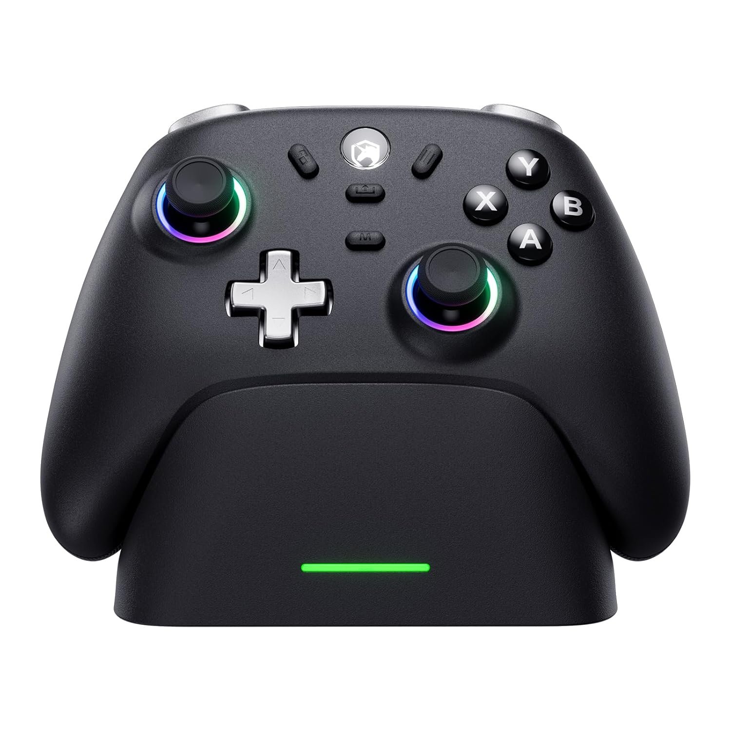 ECHTPower PC Gaming Controller–Wireless for PC with Hall-Effect Joysticks, 1000Hz Polling Rate, No Drift, Turbo & Vibration, Compatible with Windows/Switch/iOS/Android/Steam –Place & Charge Dock
