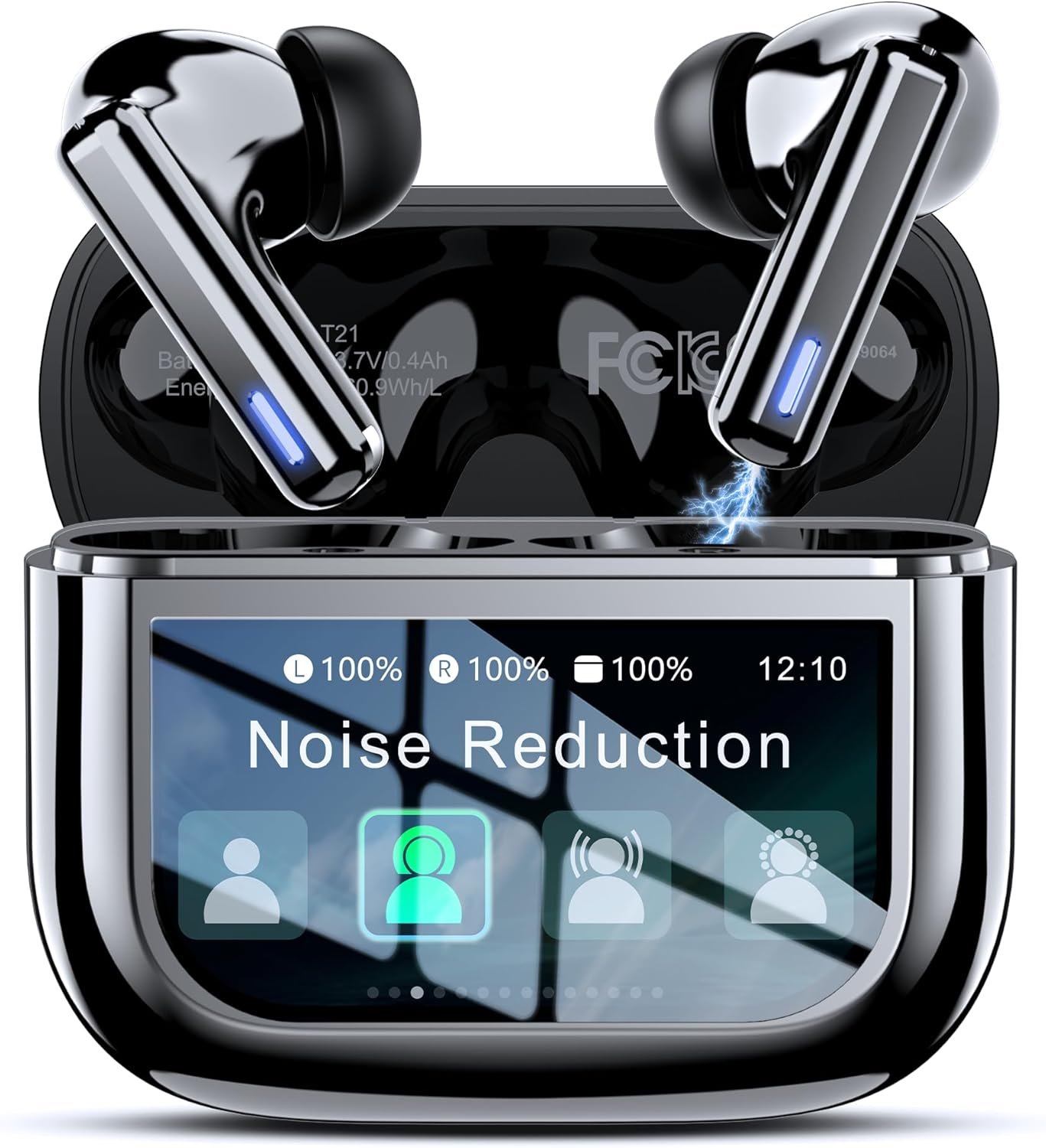 ZIUTY Wireless Earbuds Bluetooth Headphones, Ear Buds with Touch Screen, ANC ENC Noise Cancelling Transparency Mode, 40H Stereo Deep Bass, IPX7 Waterproof, Clear Calls, 5 EQ for iOS Android, Obsidian
