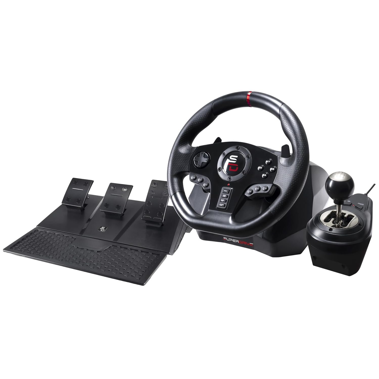 SUBSONIC – Superdrive GS850-X Steering Wheel – Racing Wheel 270° Rotation, Pedals, Gear Shift Paddles and Shifter – Adjustable Vibrations – For Xbox Series X/S, PS4, Xbox One – Black