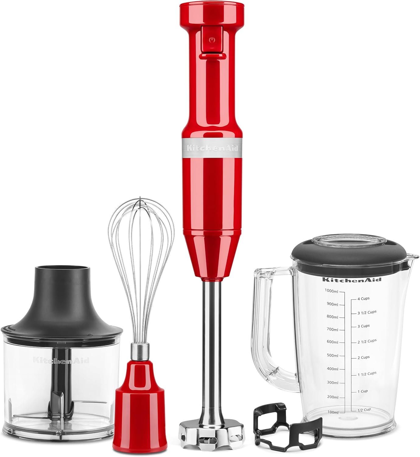 KitchenAid Variable Speed Corded Hand Blender with Blending Pitcher, Whisk and Chopper Attachments, KHBV83ER, Empire Red