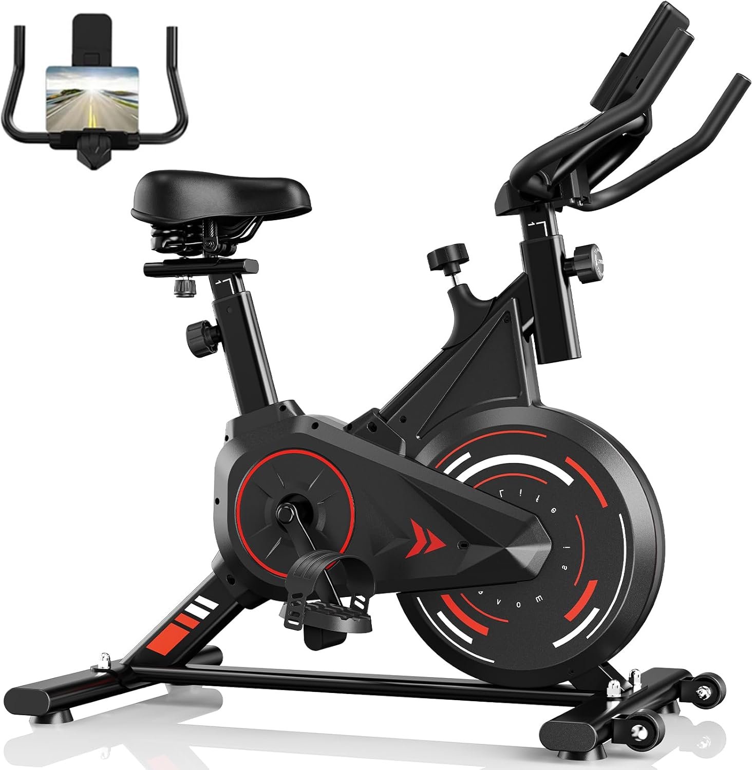 Exercise Bike for Home, Stationary Bike Indoor Cycling Spin Bike with Digital Monitor, Quiet Belt Drive, Adjustable Resistance, Heavy-Duty Frame, 350 LB Capacity, Adjustable Seat and Handlebar
