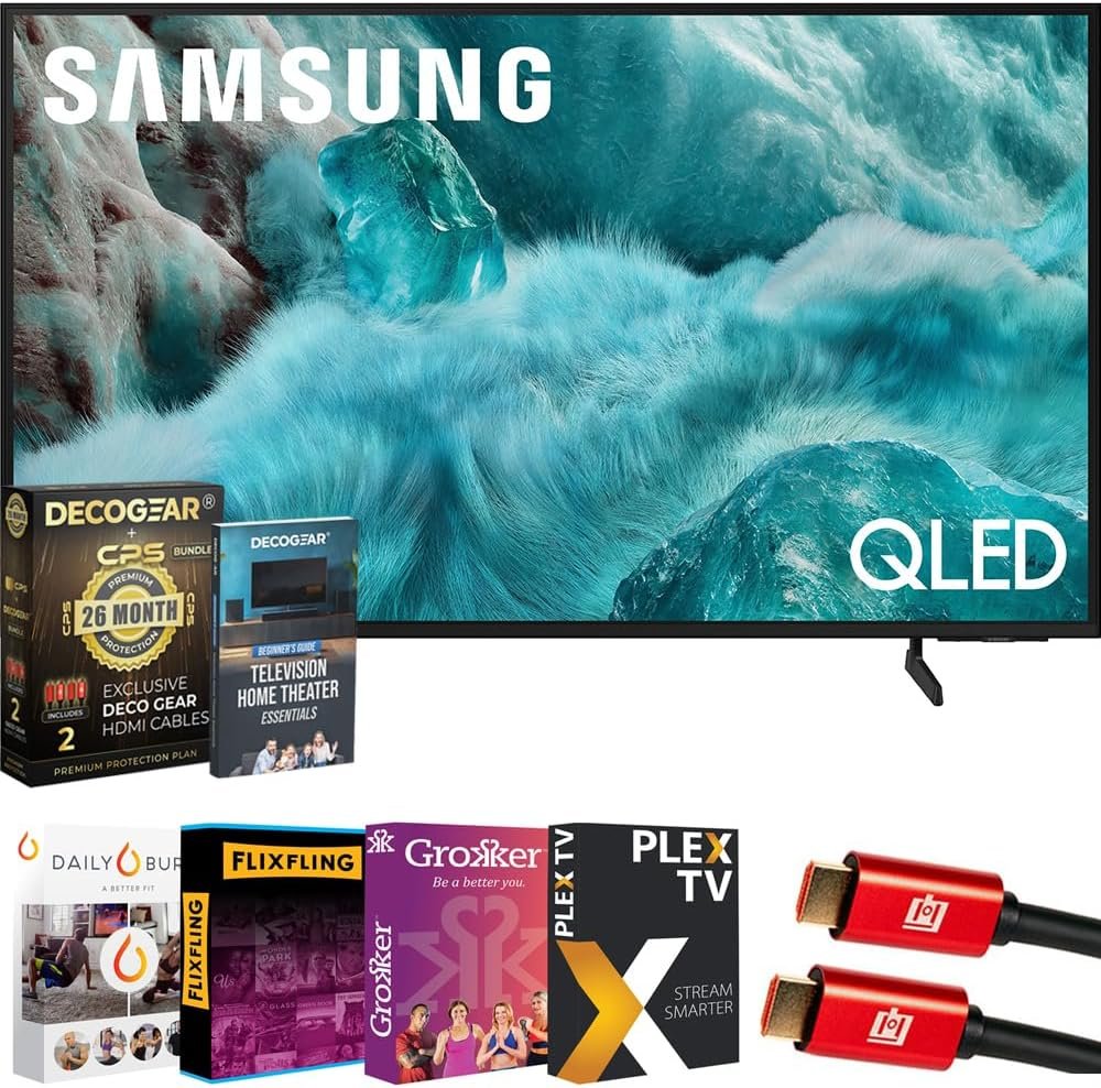 Samsung 50″ QLED Q7F 4K Smart TV (2025) Vision AI, Quantum HDR | CPS Exclusive 26 Month Protection, 2X HDMI Cables, Premiere Movies Streaming & Deco Gear Complete Home Theater Beginner’s Guidebook