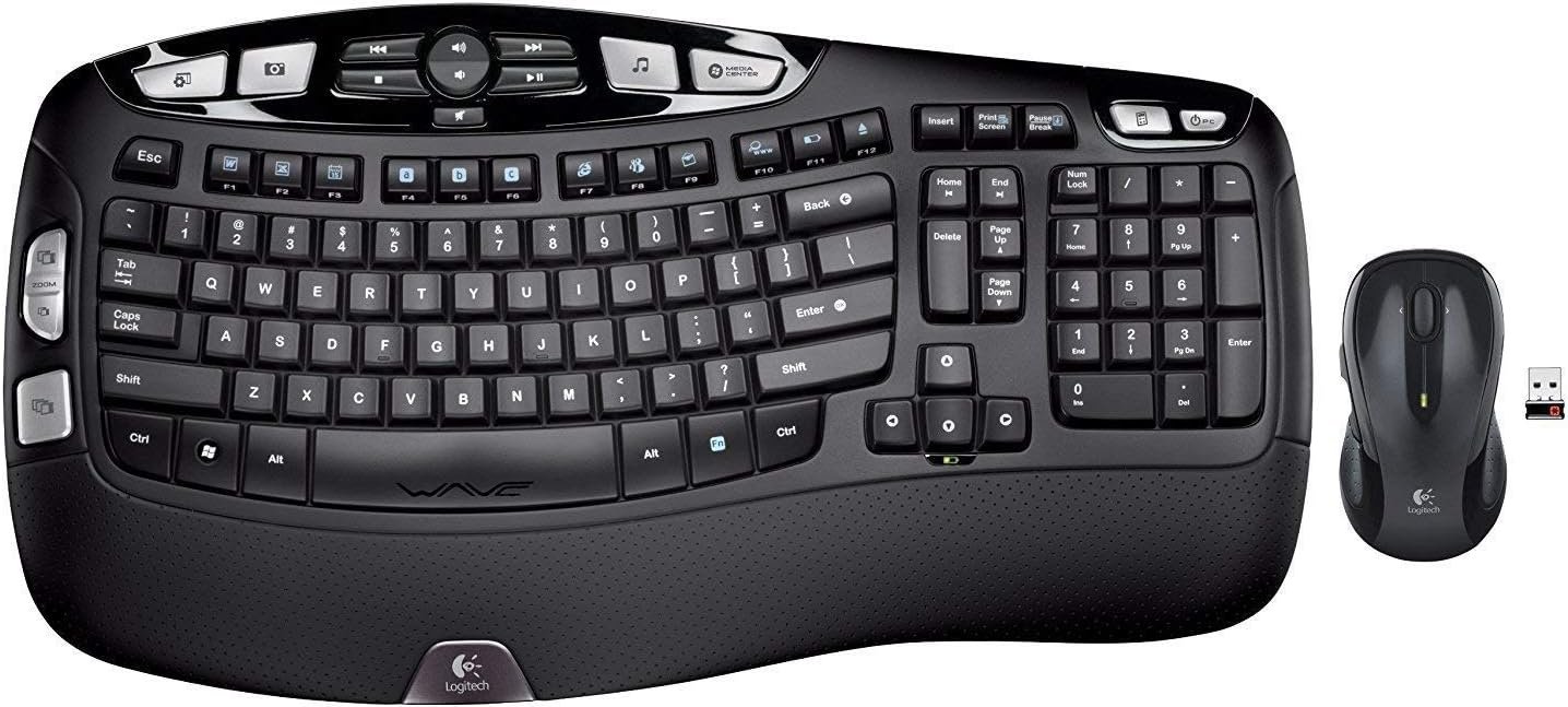 Logitech MK550 Wireless Wave K350 Keyboard and Mouse Combo Includes Keyboard and Mouse, Long Battery Life, Ergonomic Wave Design with Wireless Mouse (with Mouse)