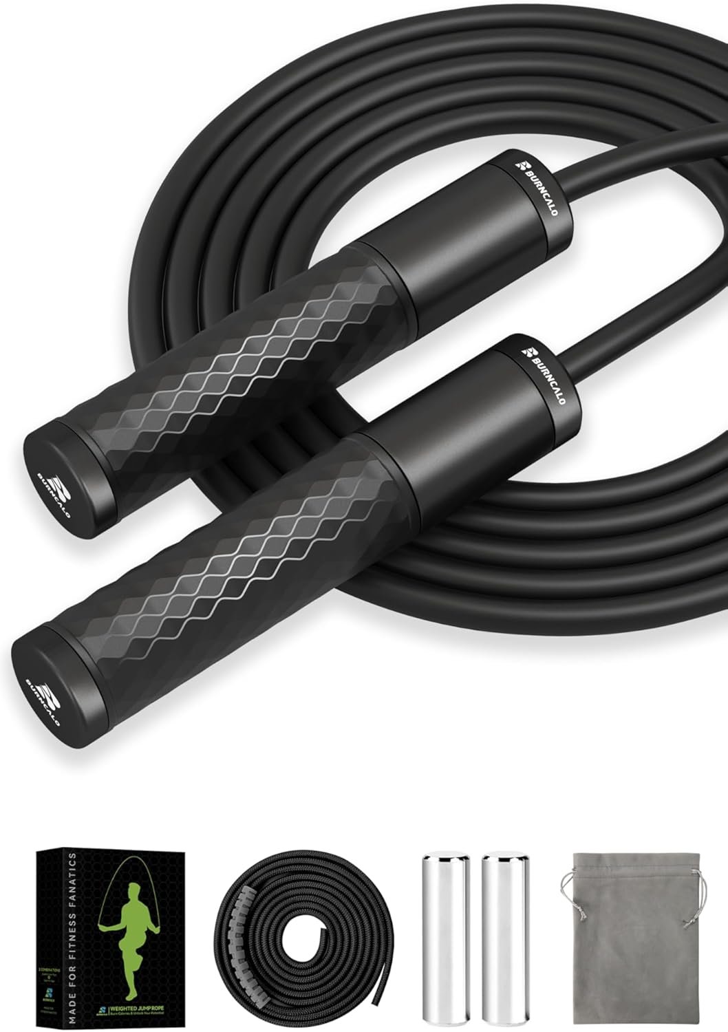 Weighted Jump Rope for Men, Women (1.5LB) – Alloy Steel Handles, Speed Skipping Rope, Gym,Indoor/Outdoor – Fitness, Workout, Boxing – Solid PVC & Cotton Rope