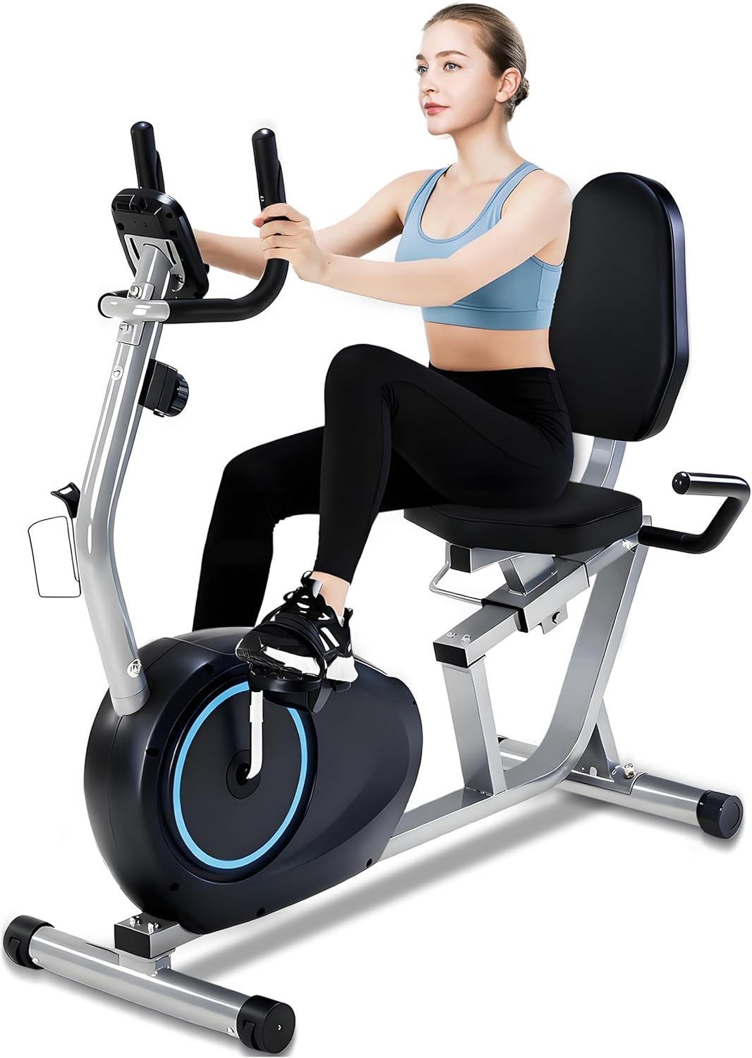 Recumbent Exercise Bike for Seniors – 400LB Weight Capacity Recumbent Bikes with Comfortable Seat, Pulse Sensor, 16-level Resistance, LCD Monitor