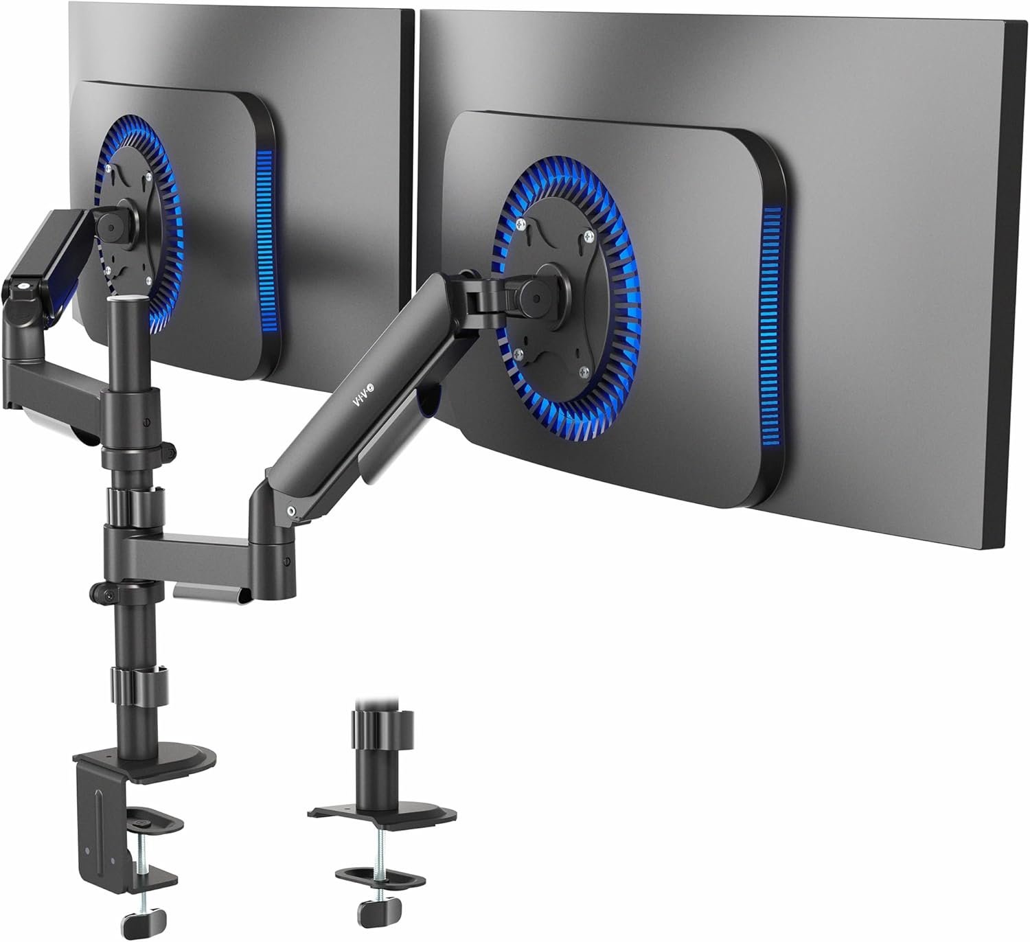 VIVO 17 to 32 inch Dual Mechanical Monitor Mount, 2 Tension Spring Arms, Adjustable Swivel, Rotation, Heavy Duty VESA Desk Stand with C-clamp, Grommet, Max VESA 100×100, Black, STAND-V002K