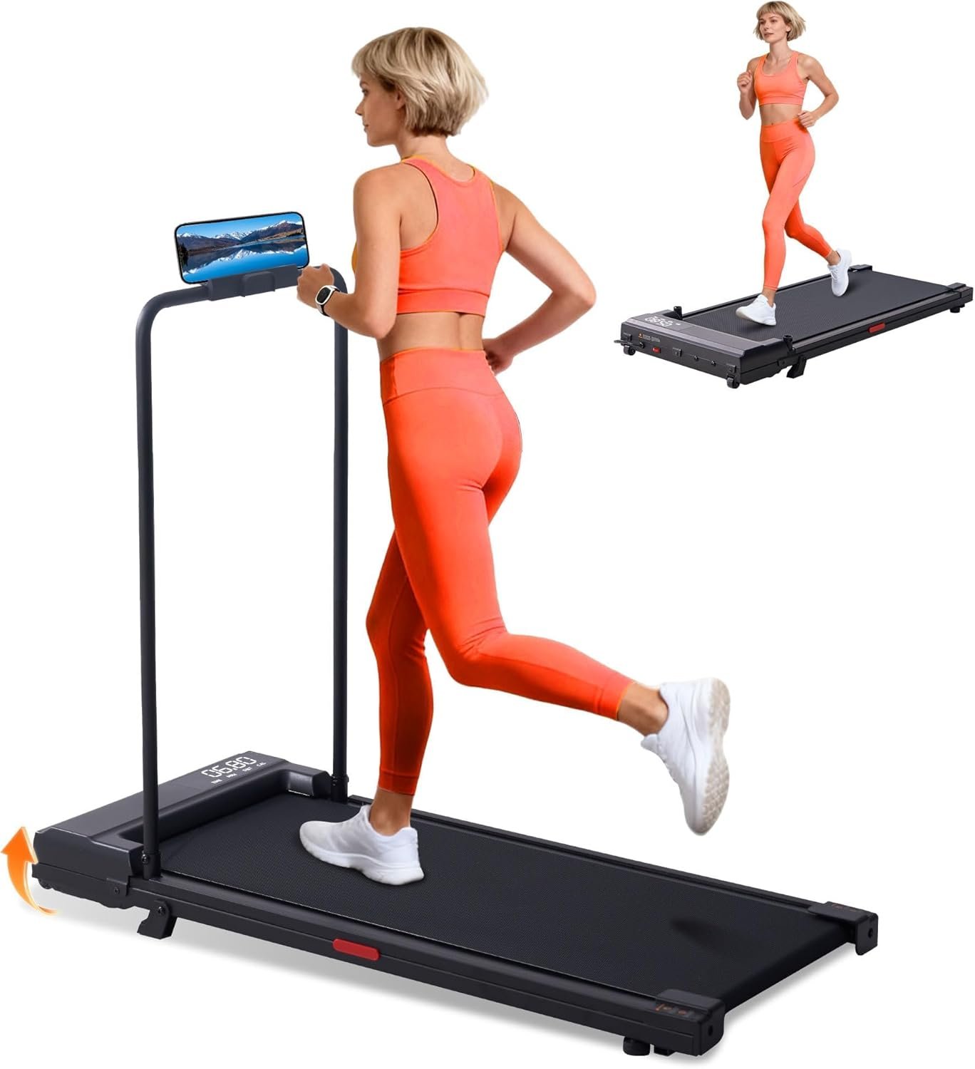 Walking Pad Treadmill with Incline, 2026 Upgrade Portable Under Desk Treadmill for Home Small with Handles, 3.0HP Walking Pad with Handle Bar, 0.6-7.6MPH, 350LBS