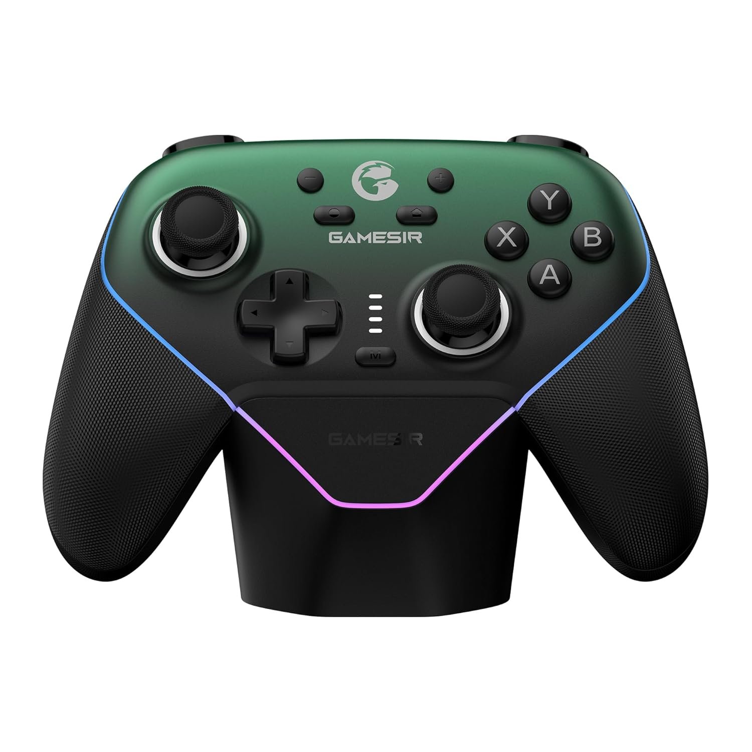 GameSir Super Nova Wireless Gaming Controller for PC/Switch/iOS/Android, Hall Effect Stick & Trigger, RGB Lighting, Swappable ABXY, Detachable Faceplate, 1000mAh with Charging Dock – Green