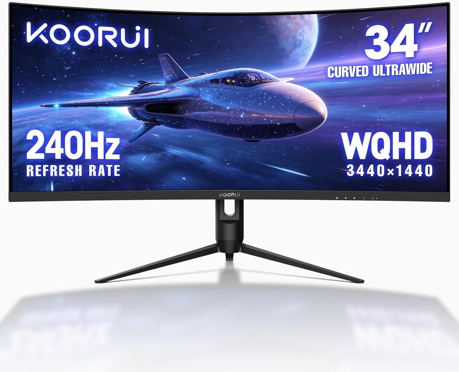 KOORUI 34″ Ultrawide Curved Gaming Monitor, 240Hz, WQHD 3440×1440, 1500R Immersive Display, Adaptive Sync, 1ms, DIC-P3 98%, HDR400, HDMI 2.1/DP 1.4, VESA, for PC Gaming, Work & Play