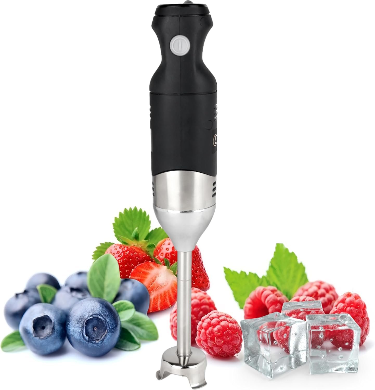 Handheld Immersion Blender 220W – 7” Stainless Steel with 8 Speeds – 110V + 1-Yr Coverage and 24/7 Pro Chef Support