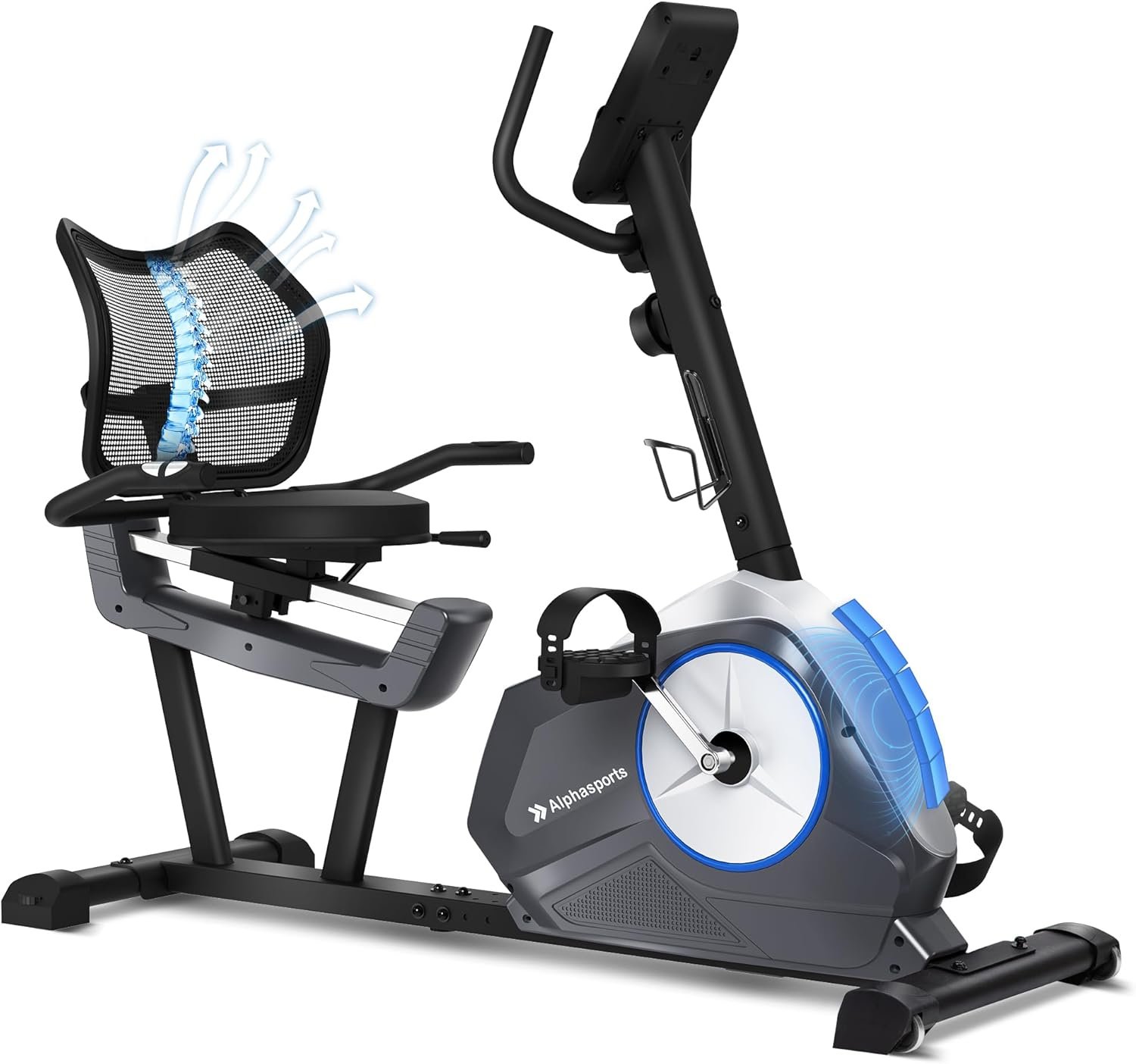 Recumbent Exercise Bike for Home, Stationary Bikes with APP Compatible & 16-Level Resistance, Quiet Magnetic Indoor Recombinant Bike for Seniors with 400LBS Weight Capacity & Adjustable Seat