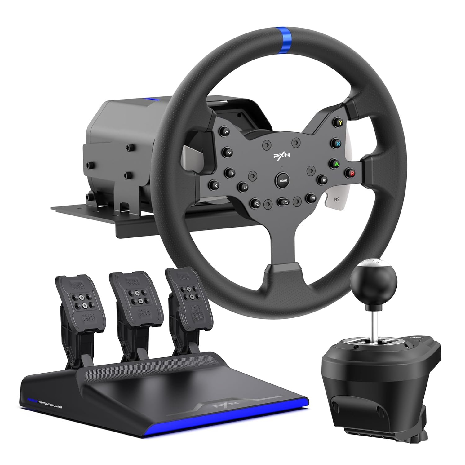 PXN V99 3.2Nm Force Feedback Gaming Steering Wheel – 270-900 Degree, 11.8-inch, Hall 3-Pedal, H Shifter – Sim Racing Wheel for PC, PS4, Xbox One, Xbox Series X|S