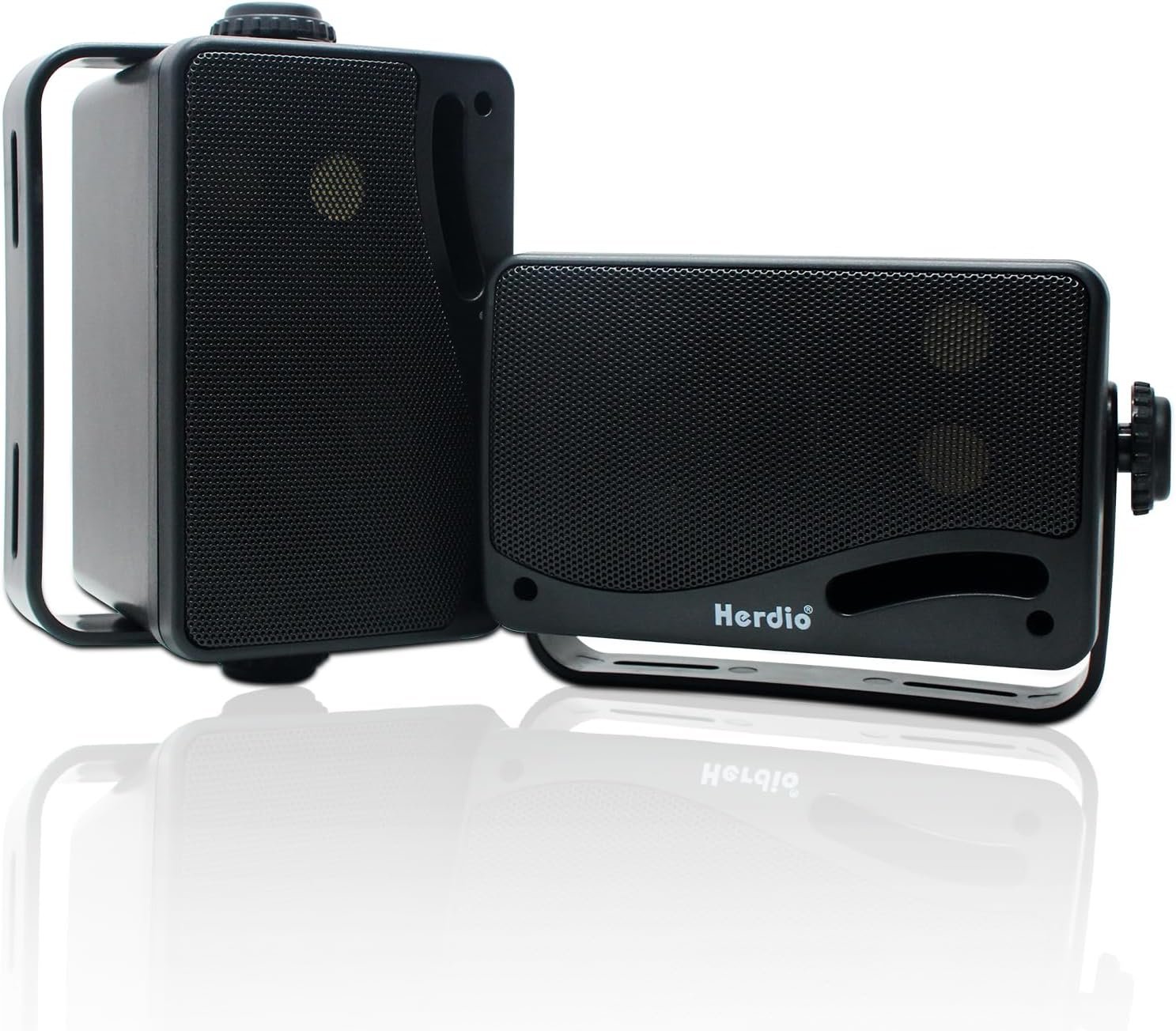 Herdio 3.5″ Outdoor Bluetooth Speakers Wired Waterproof, 200W 3 Way Upgrade Premium Wall Mount Speakers, Durable Mountable Loud Sound System for Patio Indoor Deck Garage (Black Pair)