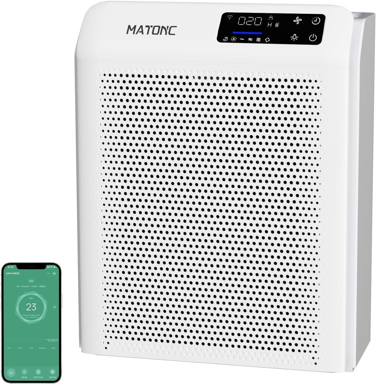 Smart Air Purifier WiFi App Control Air Cleaner with Air Quality PM2.5 Display, Sleep Mode, Auto Mode