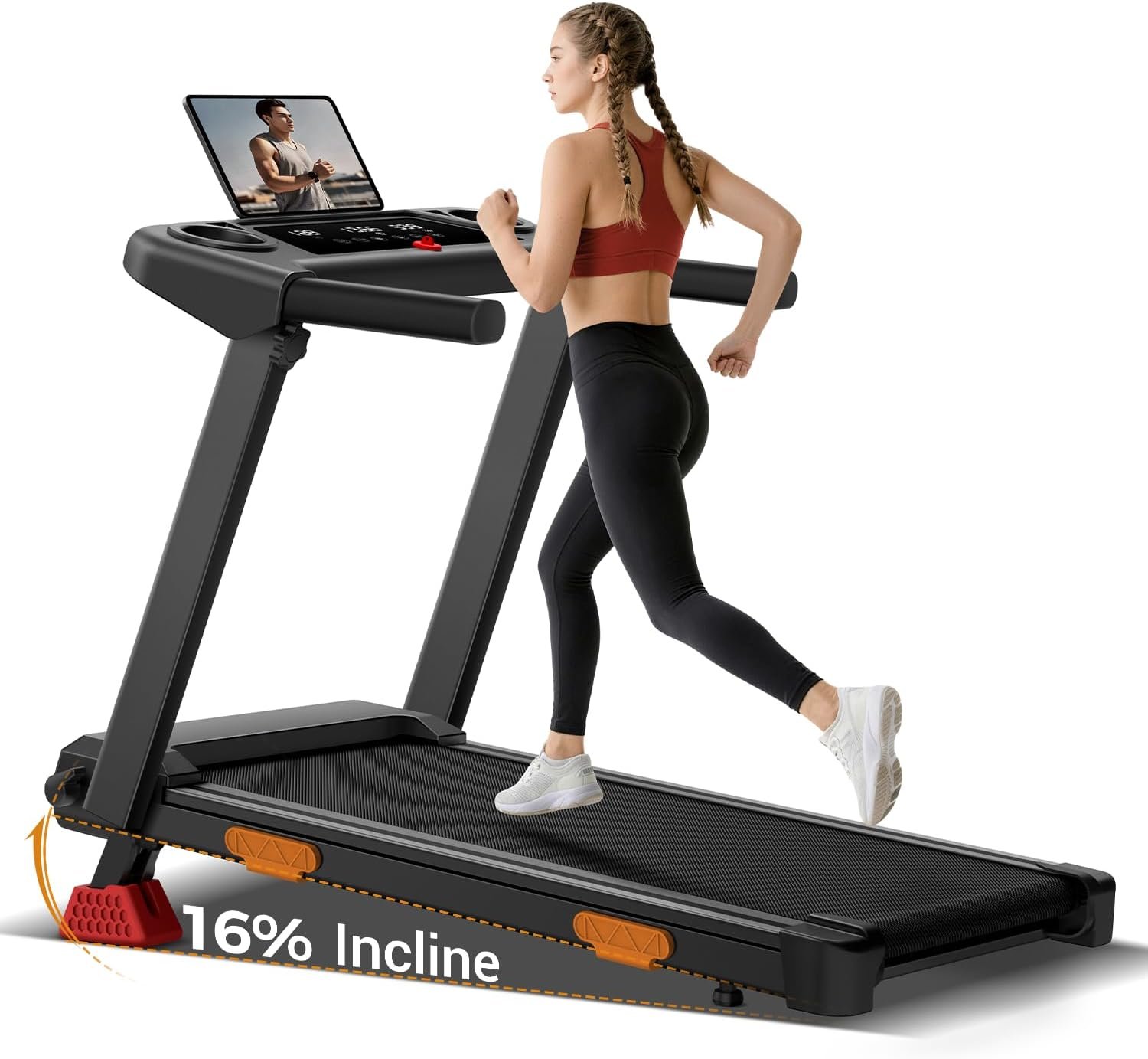 16% Treadmills for Home, 3-in-1 Foldable Treadmill with Incline, Portable Treadmill with Handle, 3.0HP Quiet Walking Pad Treadmill, 12 Automatic Modes, Three Screen