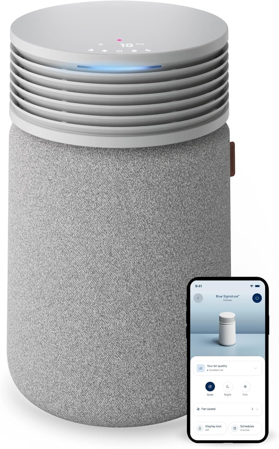 BLUEAIR Blue Signature SP3i Air Purifier for Medium Rooms up to 2,250 sq ft, HEPASilent Filtration, WiFi Smart Control, Auto Mode, Odor & Smoke Removal, Pet Hair & Dust, AHAM Verified, Table Design