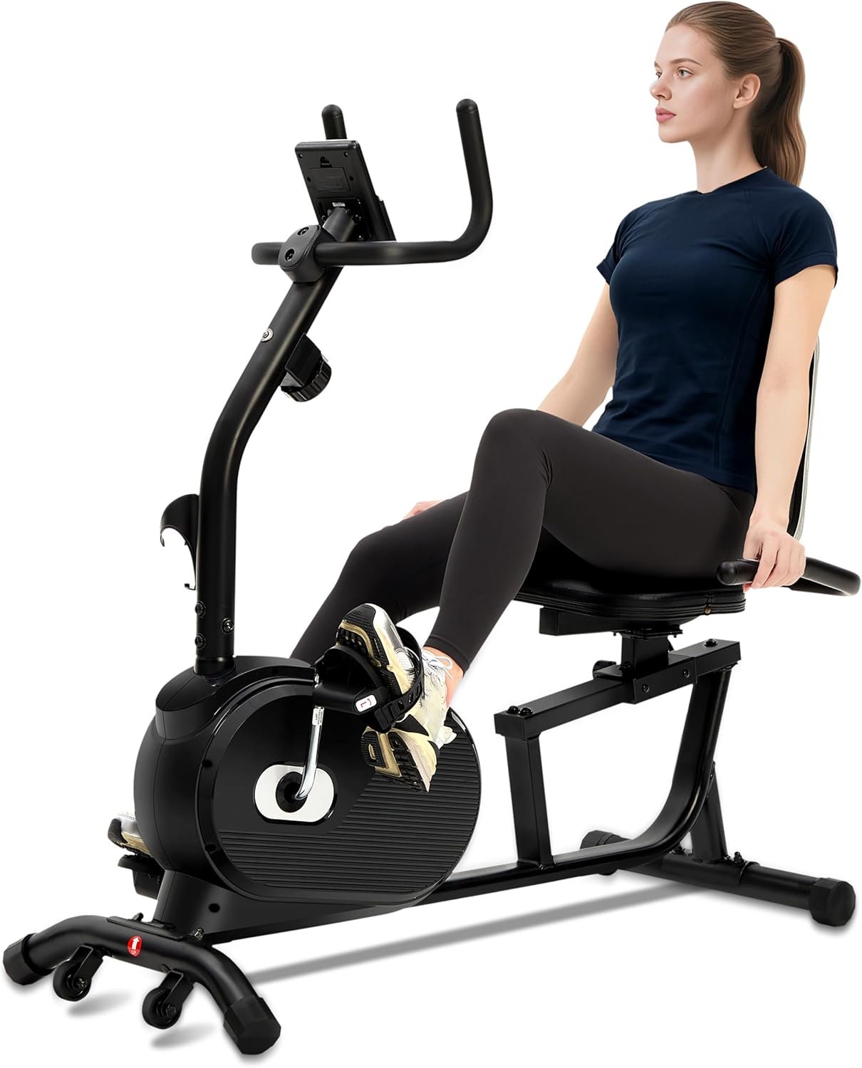 ECHANFIT Recumbent Exercise Bike with Arm Exerciser for Home – Elliptical Recumbent Cross Trainer with Backlit Display, Pulse Sensor, 8-Level Magnetic Resistance, 380LBS Weight Capacity