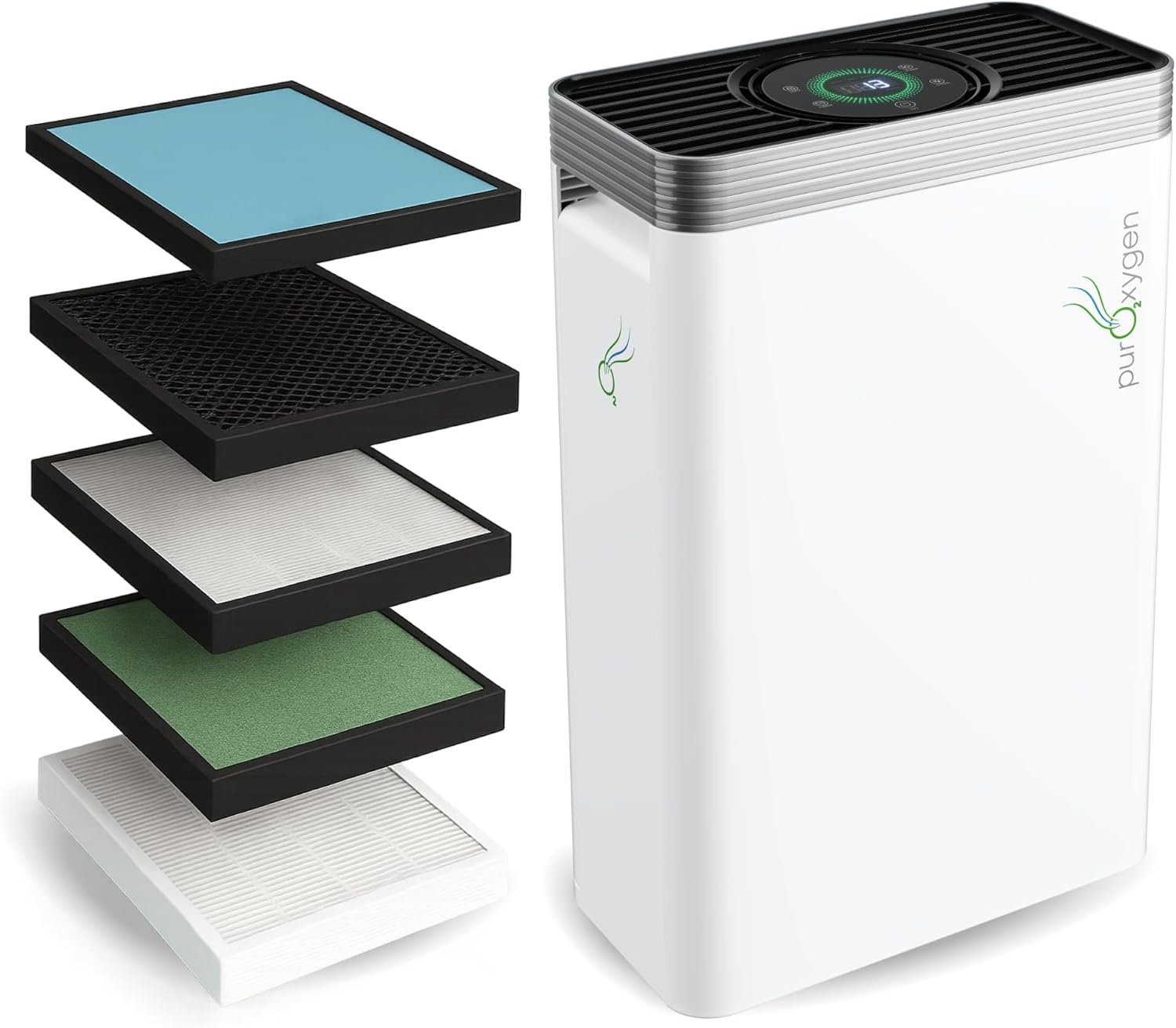 PURO²XYGEN Smart Air Purifiers For Home – Large Room Up to 2700 Sq Ft, H13 HEPA Filter, 4-Stage Filtration, WiFi App, Quiet Operation – For Smoke, Pollen, Pet Hair, Dust, Bad Smells – Office, Bedroom