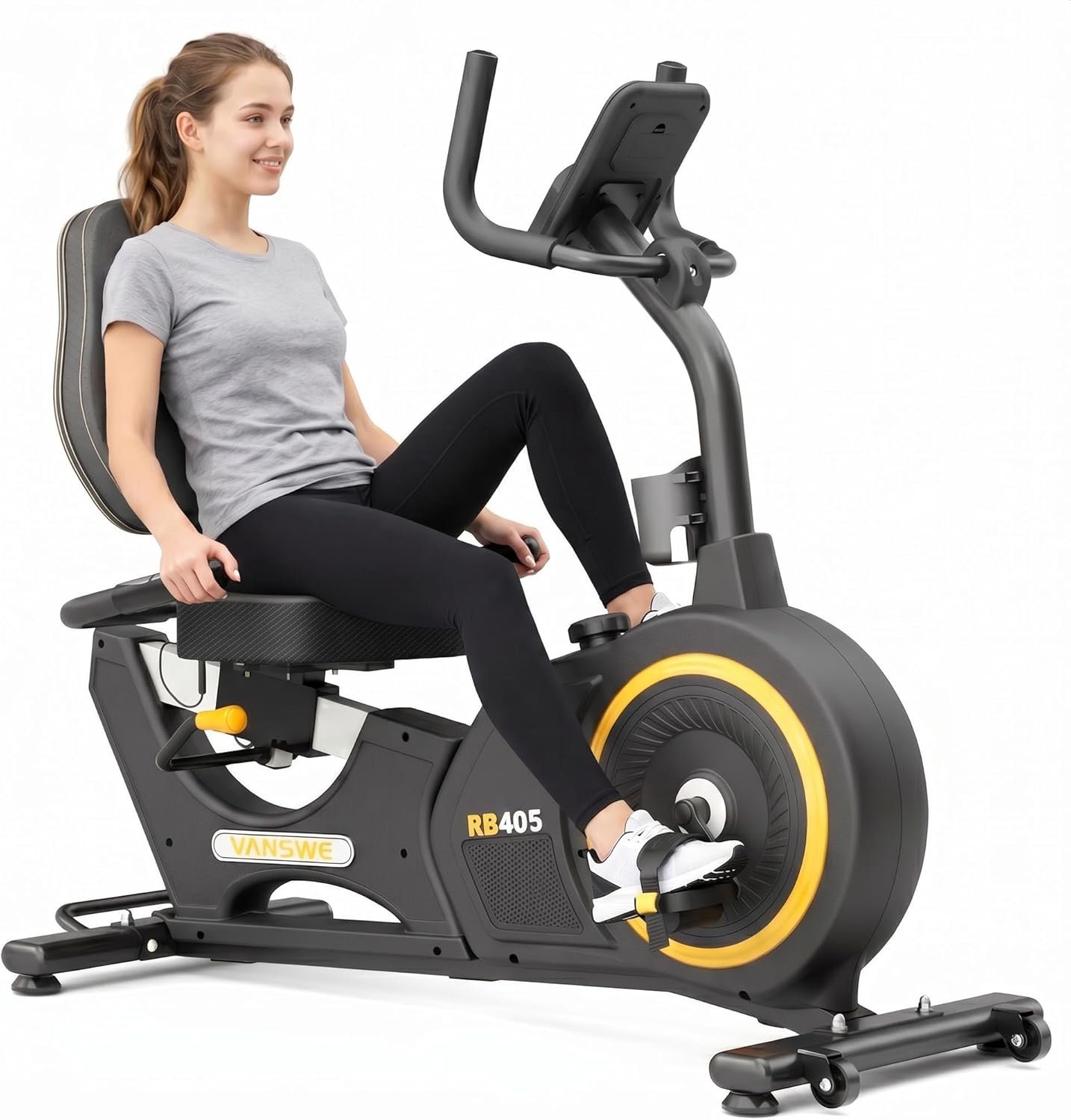 VANSWE Recumbent Exercise Bike, Recumbent Stationary Bikes for Home 400 LBS Weight Capacity, Exercise Bike for Home Seniors with Smart App and Bluetooth Connectivity, LED Display, Pulse Handle