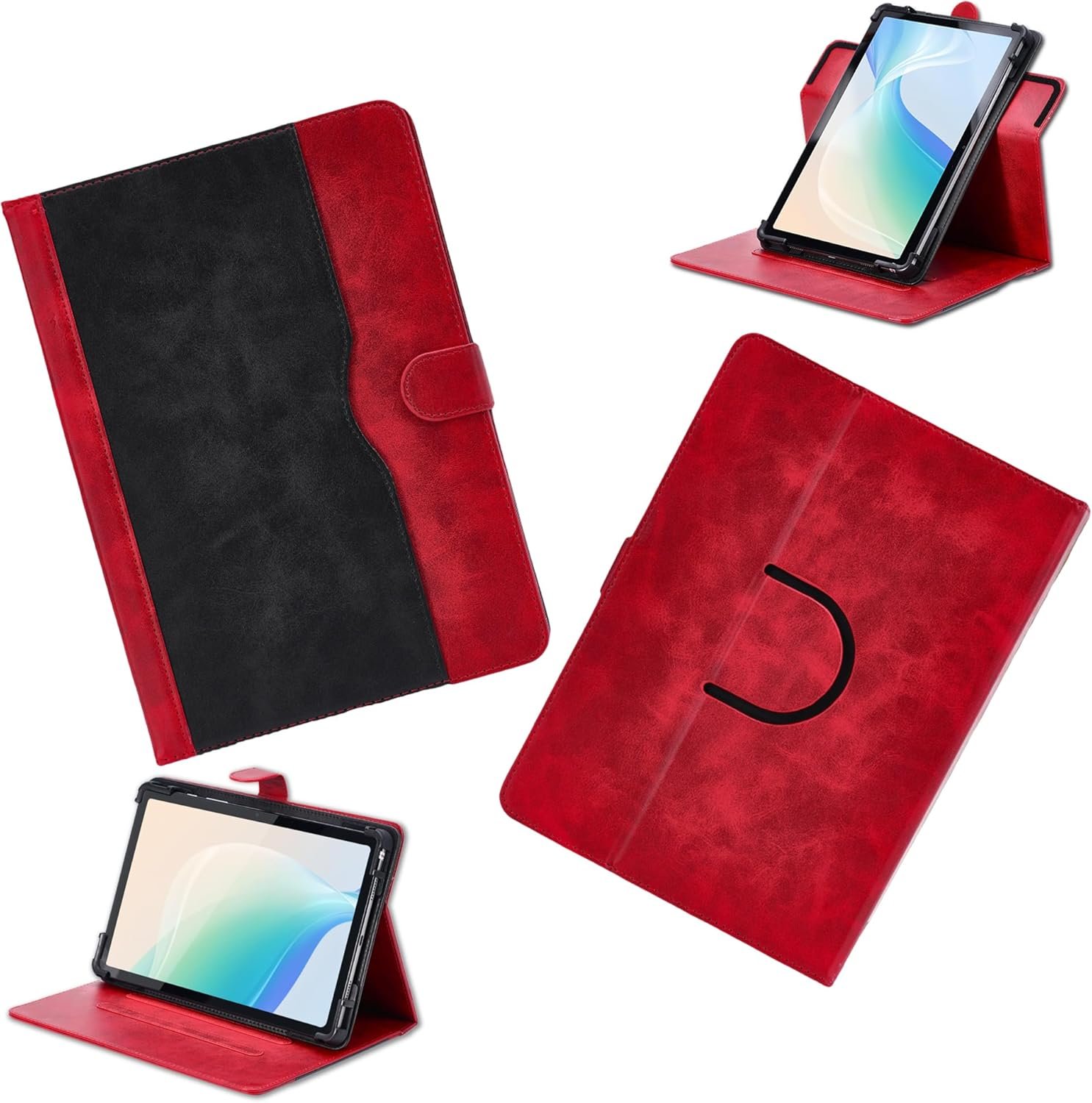Case for Hometech Alfa 11BT 11-inch Tablet Case 360 Degree Rotation Multi-Viewing Angels PU Leather Stand Folio Cover Camera can be Used Red