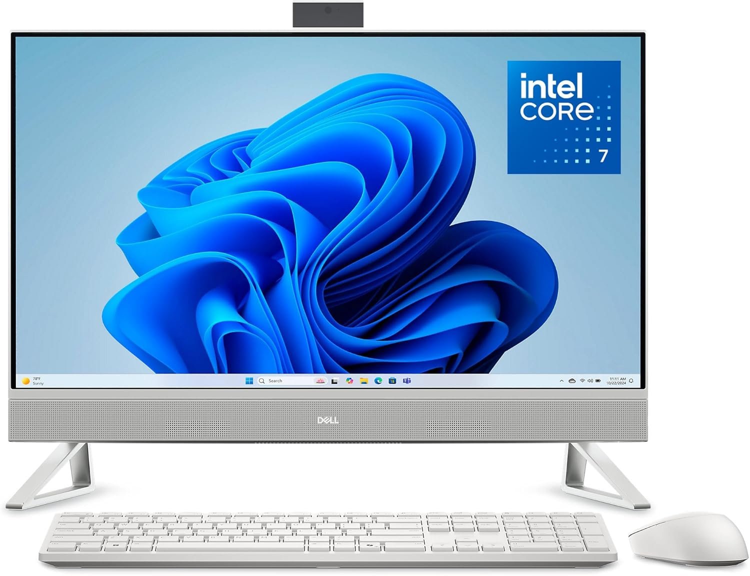 Dell 27 All-in-One Desktop ec27250-27-inch FHD Touch Display, Intel Core 7 Processor 150U, NVIDIA GeForce MX570A 2GB GDDR6 Graphics, 32GB DDR5 RAM, 1TB SSD, Windows 11 Pro, Onsite Service – White