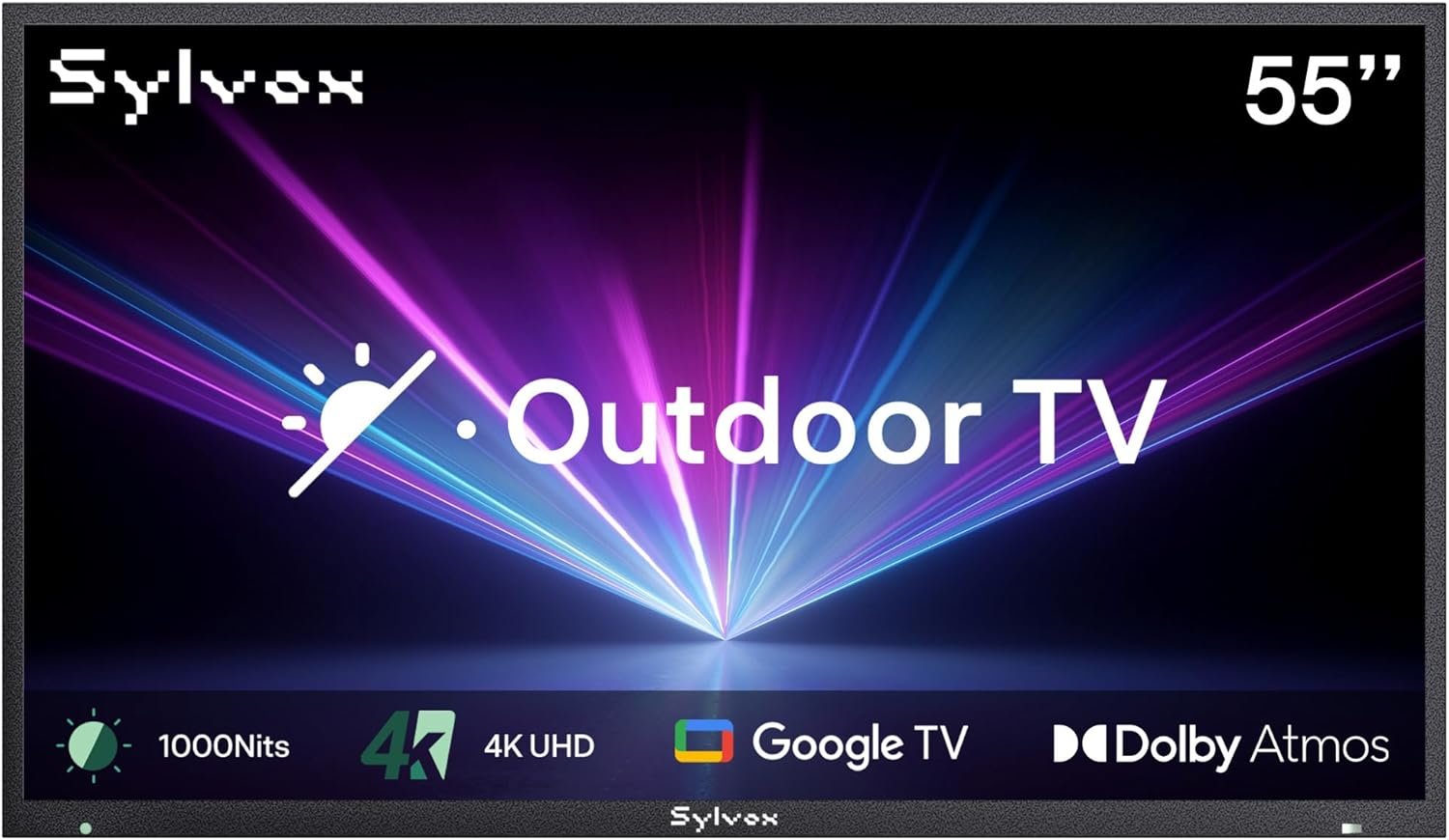SYLVOX New 55” Outdoor Smart TV, Superior Waterproof Performance, Upgraded Matte Finish for Enhanced Anti-Glare Effect, Full Metal, with Dolby Atmos, 1000nits, Partial Sun Deck Pro 2.0+ Series