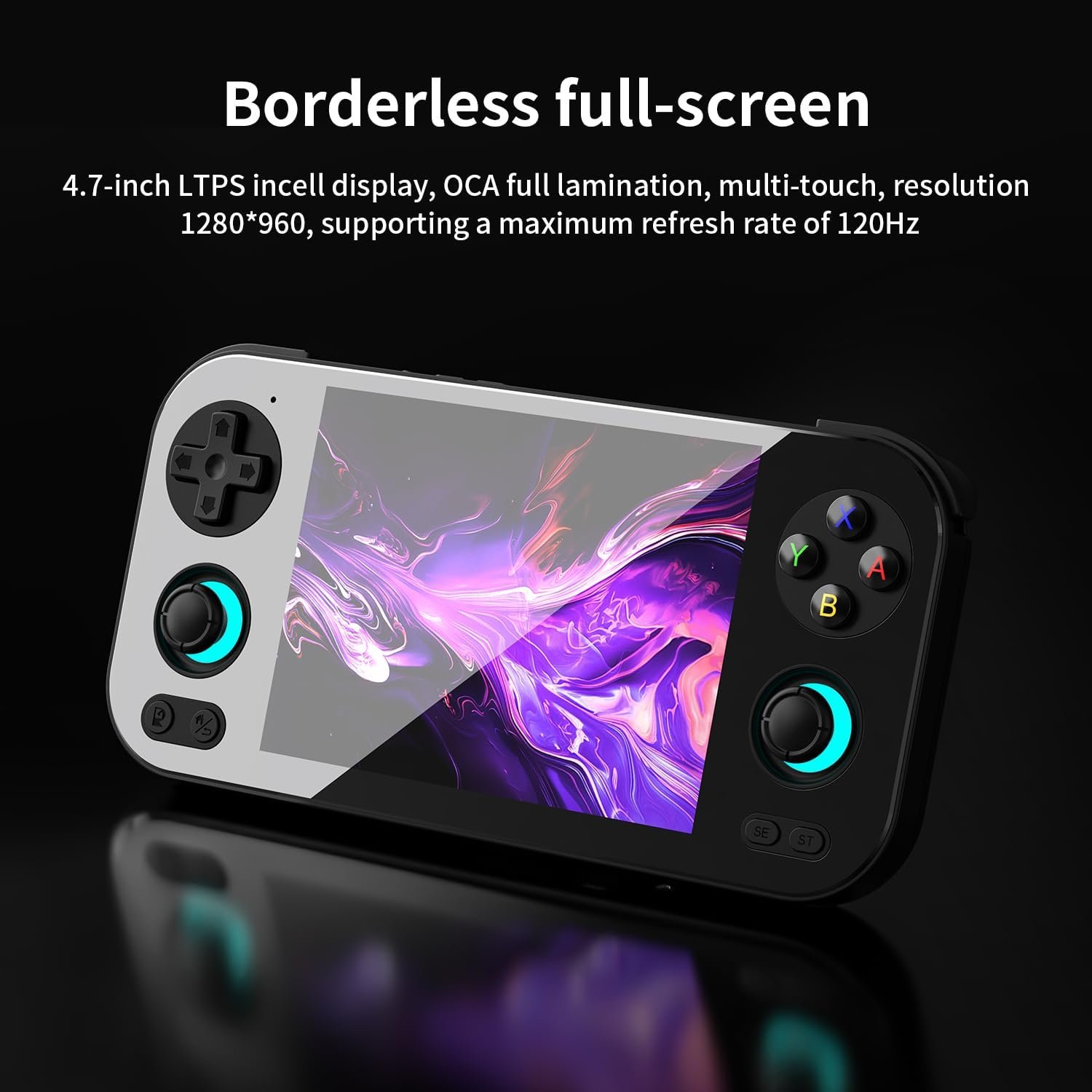 Anbernic RG476H Retro Handheld Game Console 4.7-inch LTPS in-Cell Screen No Card Android 13 System 128G Storage Support AI Functions 3D Hall Effect Joystick WiFi Bluetooth HD and TV Output Black