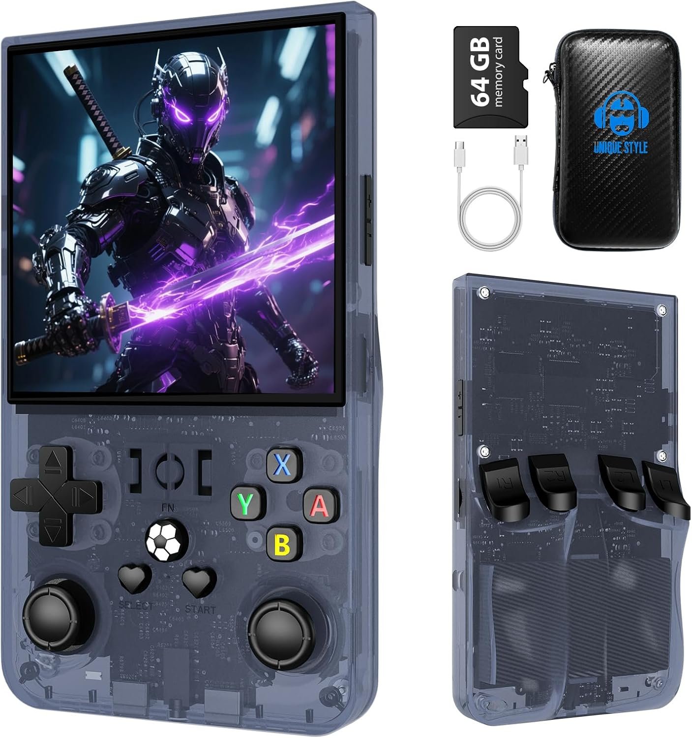 R36MAX Retro Handheld Game Console, 4.0 Inch Retro Gaming Console with 64GB Memory,Support 30+ Emulators,Open Source Linux System Hand Held Game Console, 4000mAh Battery(Gray)