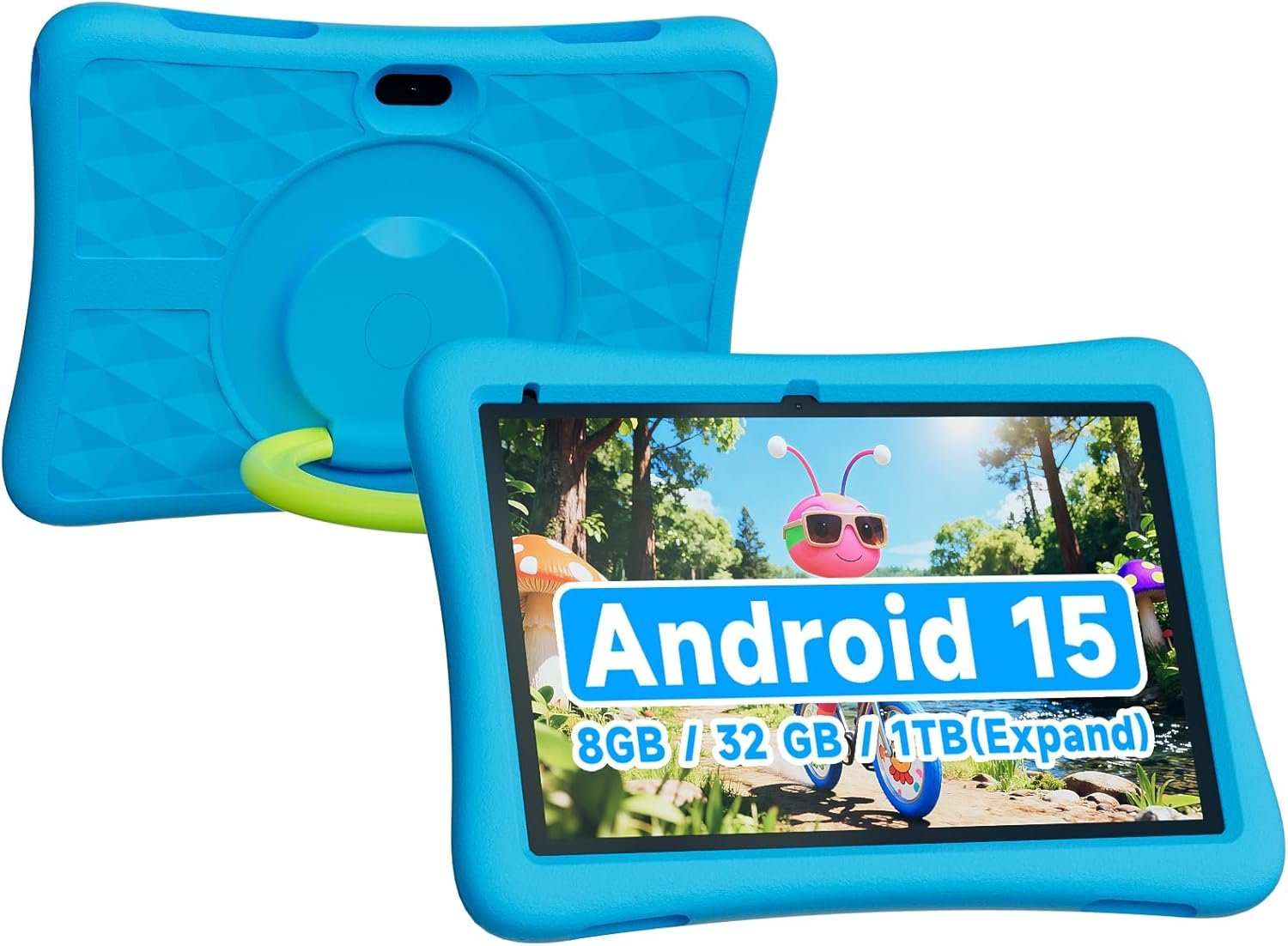 ZZB 10 Inch Android 15 Tablet for Kids with Case, 8GB (3+5 Extended) RAM + 32GB Storage (Supports 1TB Micro SD), 6000mAh Long Battery, Dual Cameras, Android Tablets Tablets for Kids