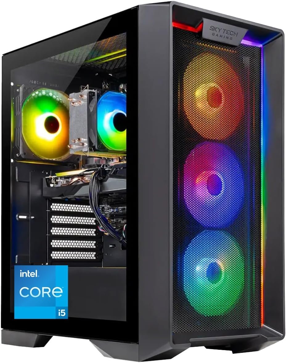 Skytech Gaming Nebula Gaming PC, Intel i5 14400F 2.5GHz, NVIDIA RTX 5060, 1TB NVMe SSD, 16GB DDR5 RAM 6000, 650W Gold PSU, Wi-Fi, Win 11, Desktop