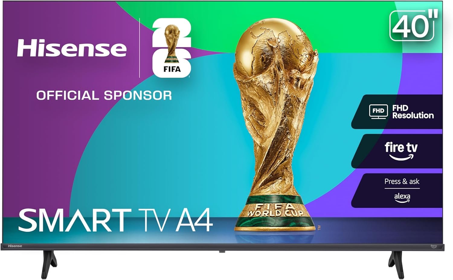 Hisense 40-Inch Class A4 Series FHD 1080p Smart Fire TV (40A4NF) – DTS Virtual: X, Slim Bezel Design, Alexa Built in, Streaming TV, Black
