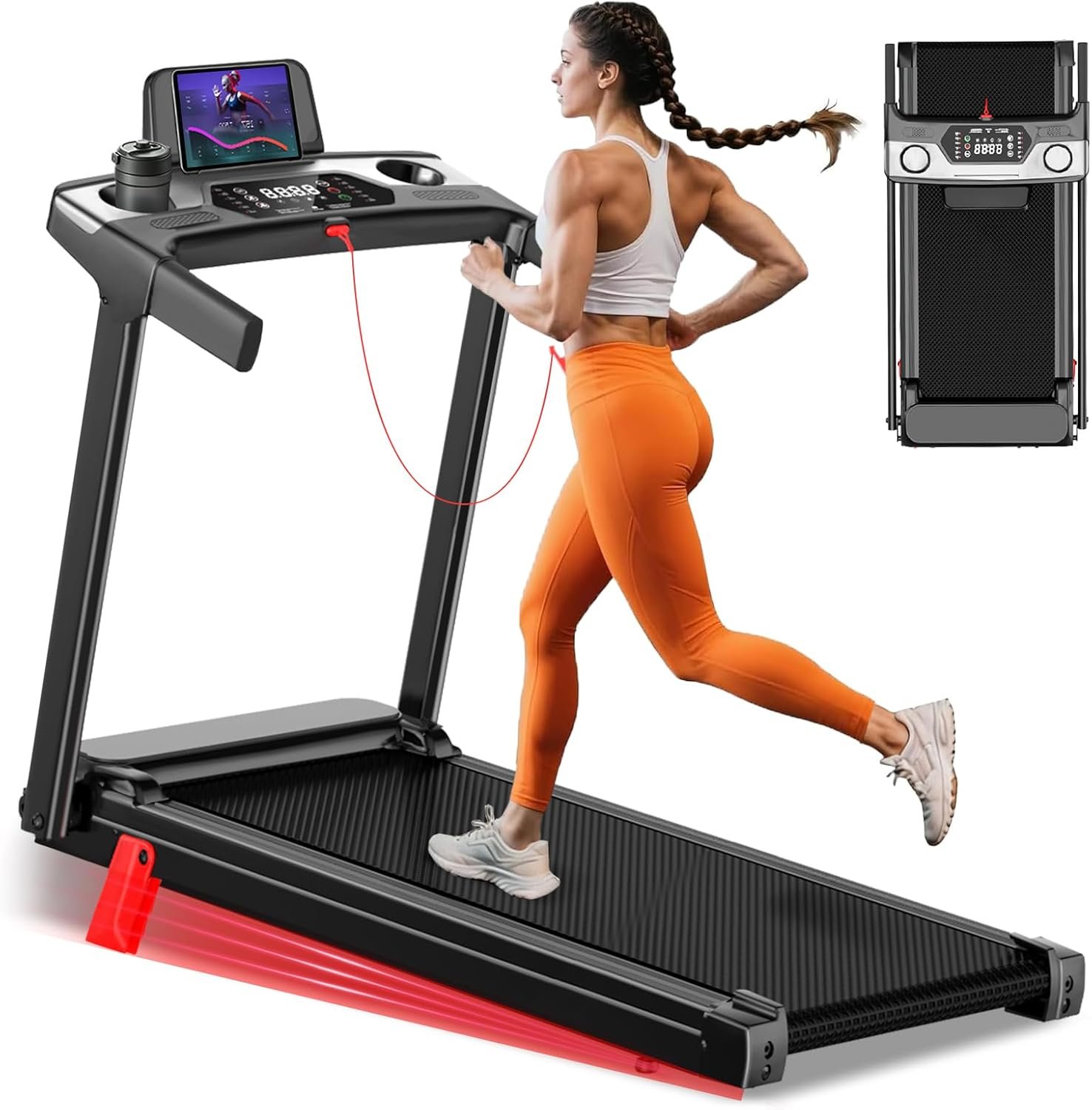 Foldable Treadmill for Home, 3-in-1 Walking Pad with 13% Incline Handle Bar, 300LBS Capacity, 3.0HP Quiet Brushless, Small Treadmills for Small Spaces FutureGlide