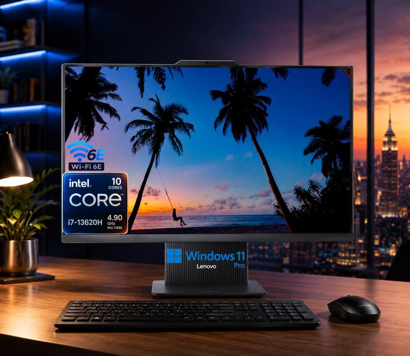 Lenovo IdeaCentre Business Computer All-in-One PC, 27″ FHD Display, Intel Core i7-13620H(10 Cores, Up to 4.9GHz), 16GB DDR5 RAM, 512GB SSD, Wi-Fi 6E, AI & Microsoft Copilot, Windows 11 Pro