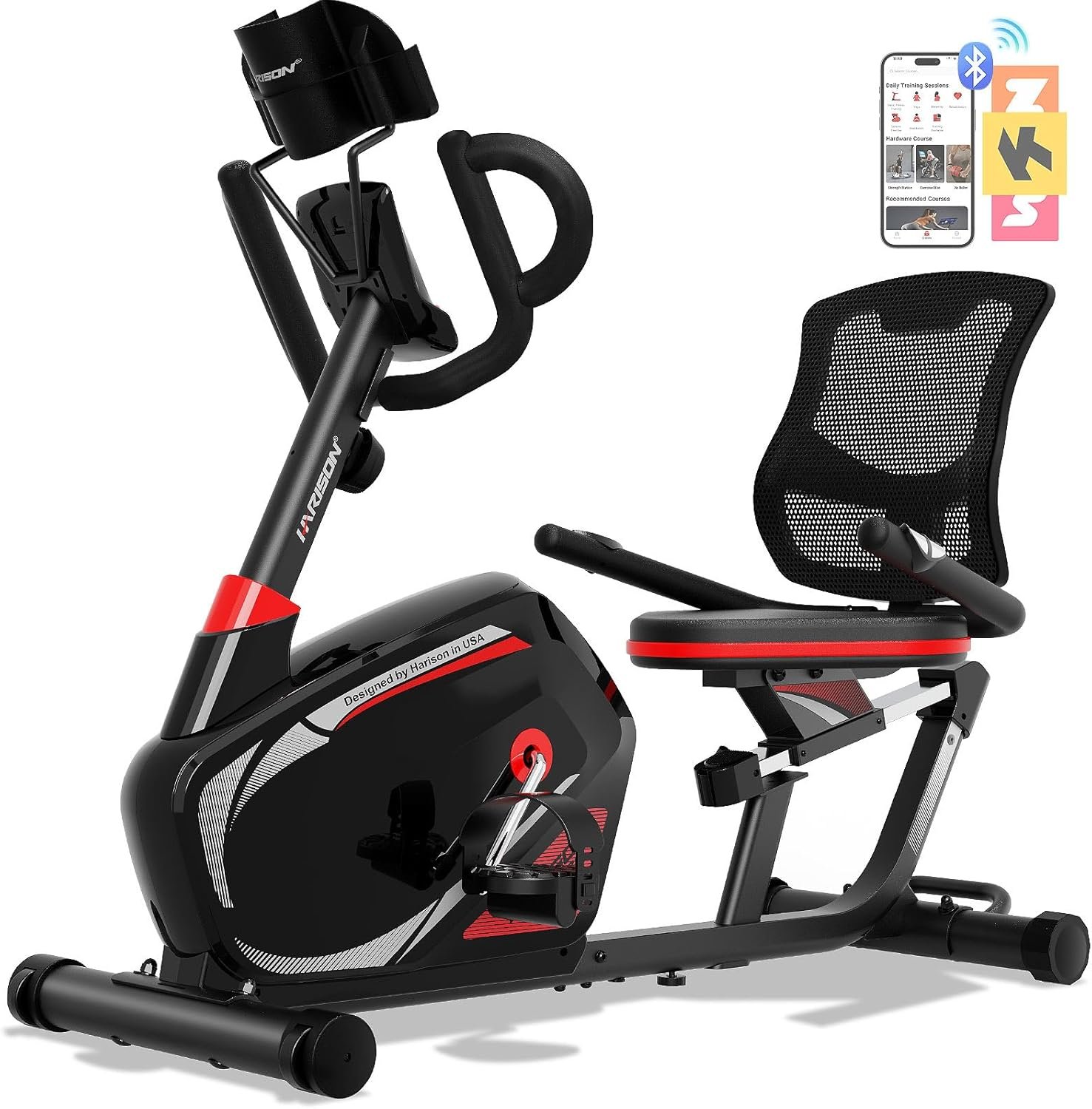 HARISON Pro Recumbent Exercise bike with Arm Exerciser for Adult and Seniors, Low-Impact Recumbent Stationary Bike for Knee-Friendly 400LBS Capacity, Light Commercial Recumbent Bike, Quiet Magnetic Resistance, Adjustable Comfort Seat, Home Fitness Equipment