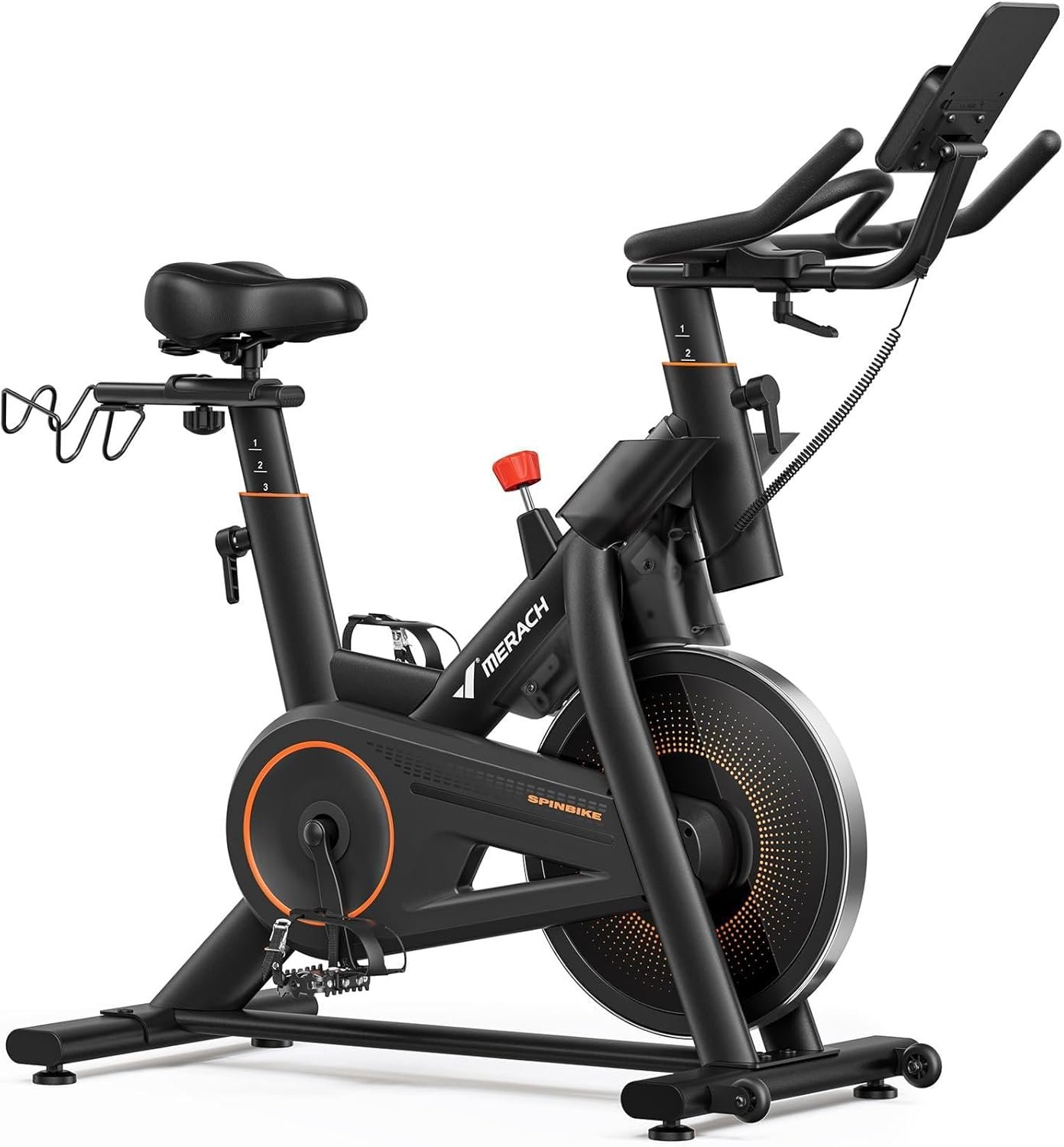 Merach Magnetic Exercise Bike, Heavy Duty Stationary Bike with Automated Resistance, 300 350 Lbs Weight Capacity, Low Noise Indoor Workout Bike for Home Gym with Self-Developed App