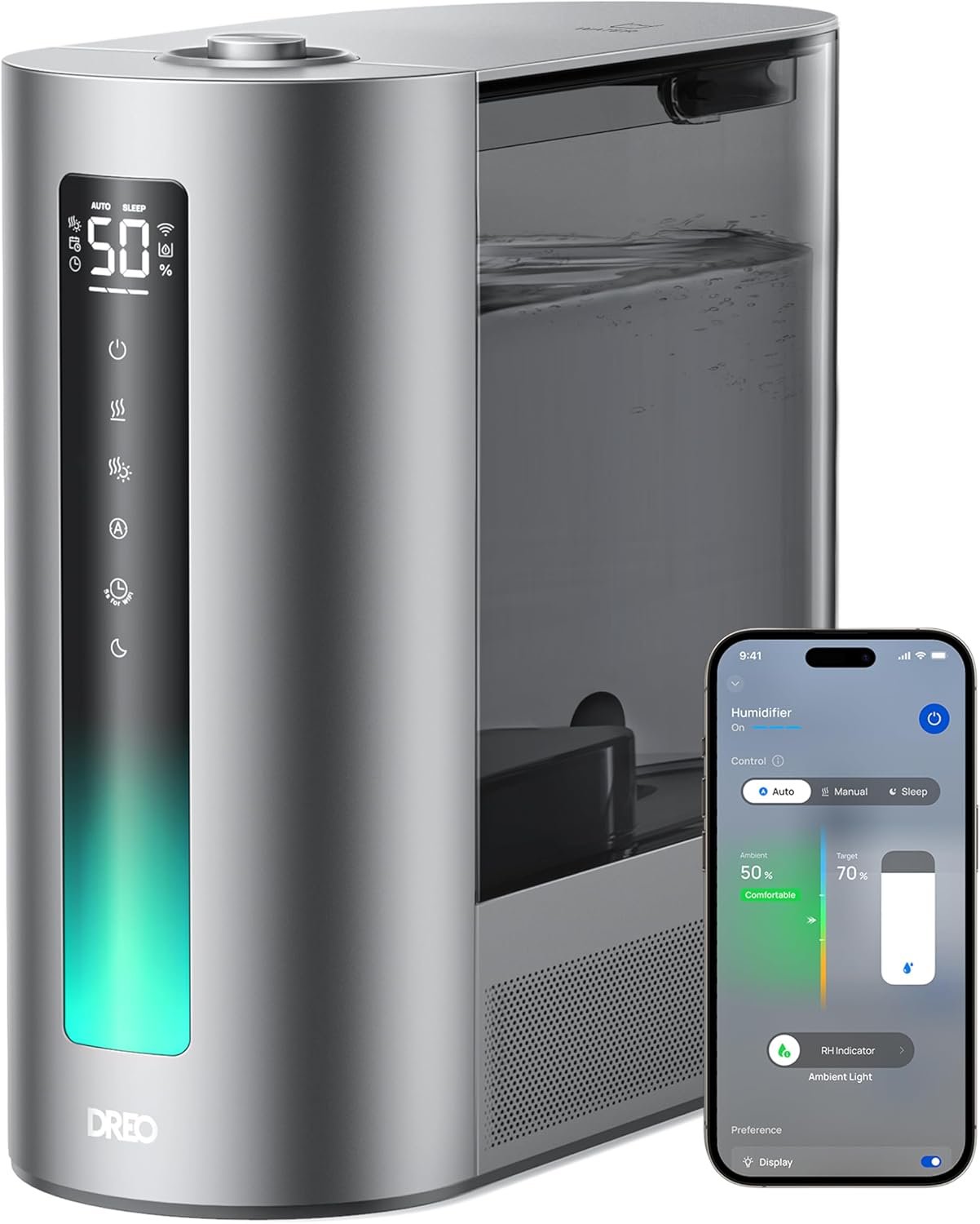 DREO 6L Humidifiers for Bedroom, Smart Warm & Cool Mist for Large Room, 60Hr Quiet Runtime for Baby, Plant, Humidity Sensor, Indicator Light, 12H Timer, Google/Alexa, HM713S