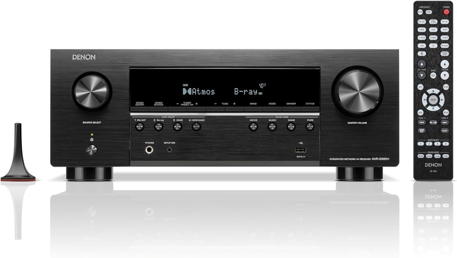 Denon AVR-S980H 7.2-Channel Receiver, Built in Bluetooth and Wi-Fi Plus HEOS Multi-Room Streaming, Dolby Atmos & DTS:X. 90 WPC, 8K/60Hz & 4K/120Hz Video Support, HDMI eARC, Amplifier for Home Audio