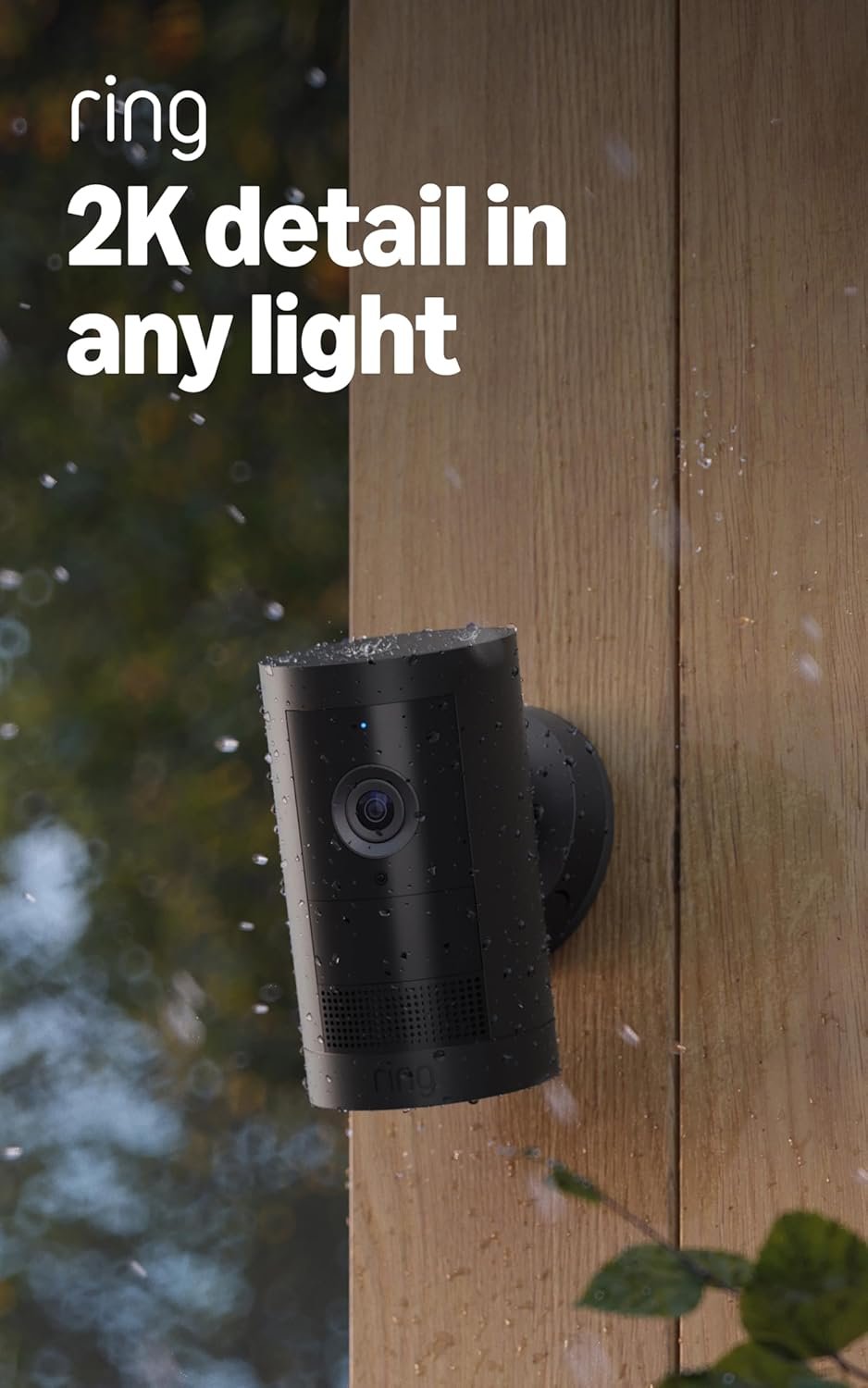Ring Outdoor Cam Plus, Battery (newest model), Home or business security, Wide-Angle 2K Video with Ring Vision, Low-Light Sight for full-color night vision, Mount-Anywhere Versatility, Black